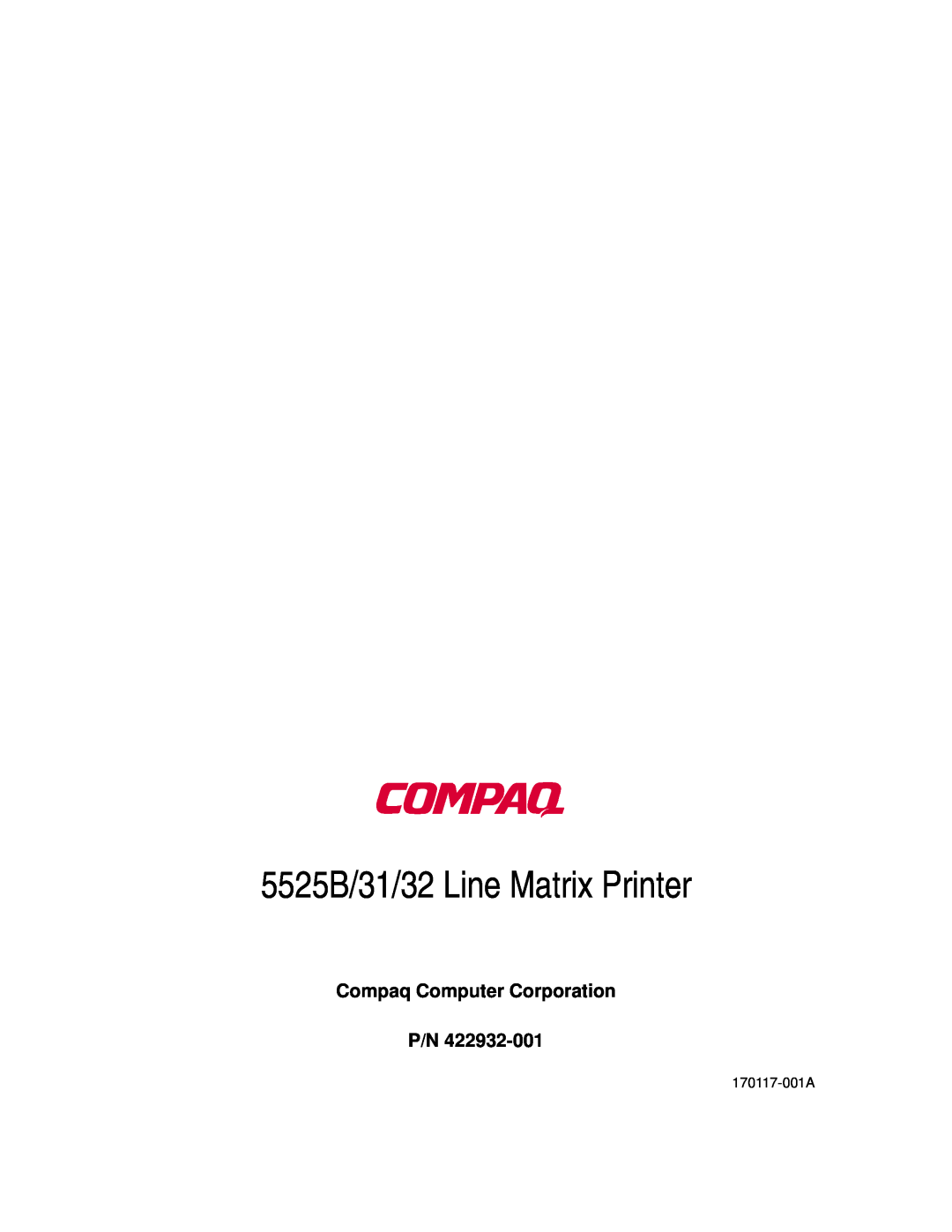 Compaq manual 5525B/31/32 Line Matrix Printer, Compaq Computer Corporation P/N 