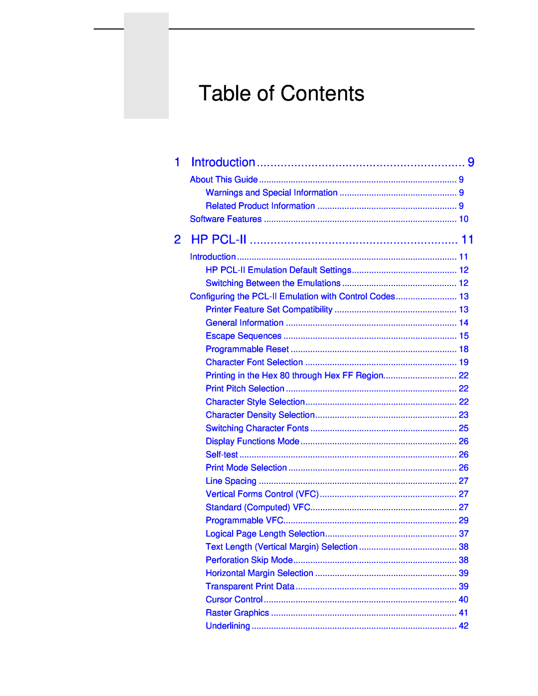 Compaq 5525B/31/32 manual Table of Contents, Introduction, Hp Pcl-Ii 