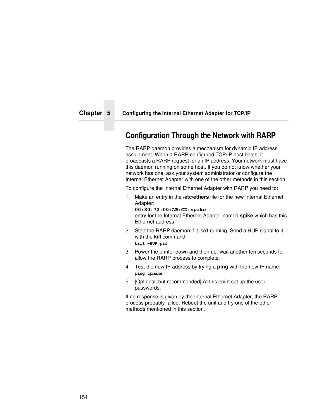 Compaq 5531, 5532, 5525B user manual Configuration Through the Network with Rarp, 00807200ABCDspike 