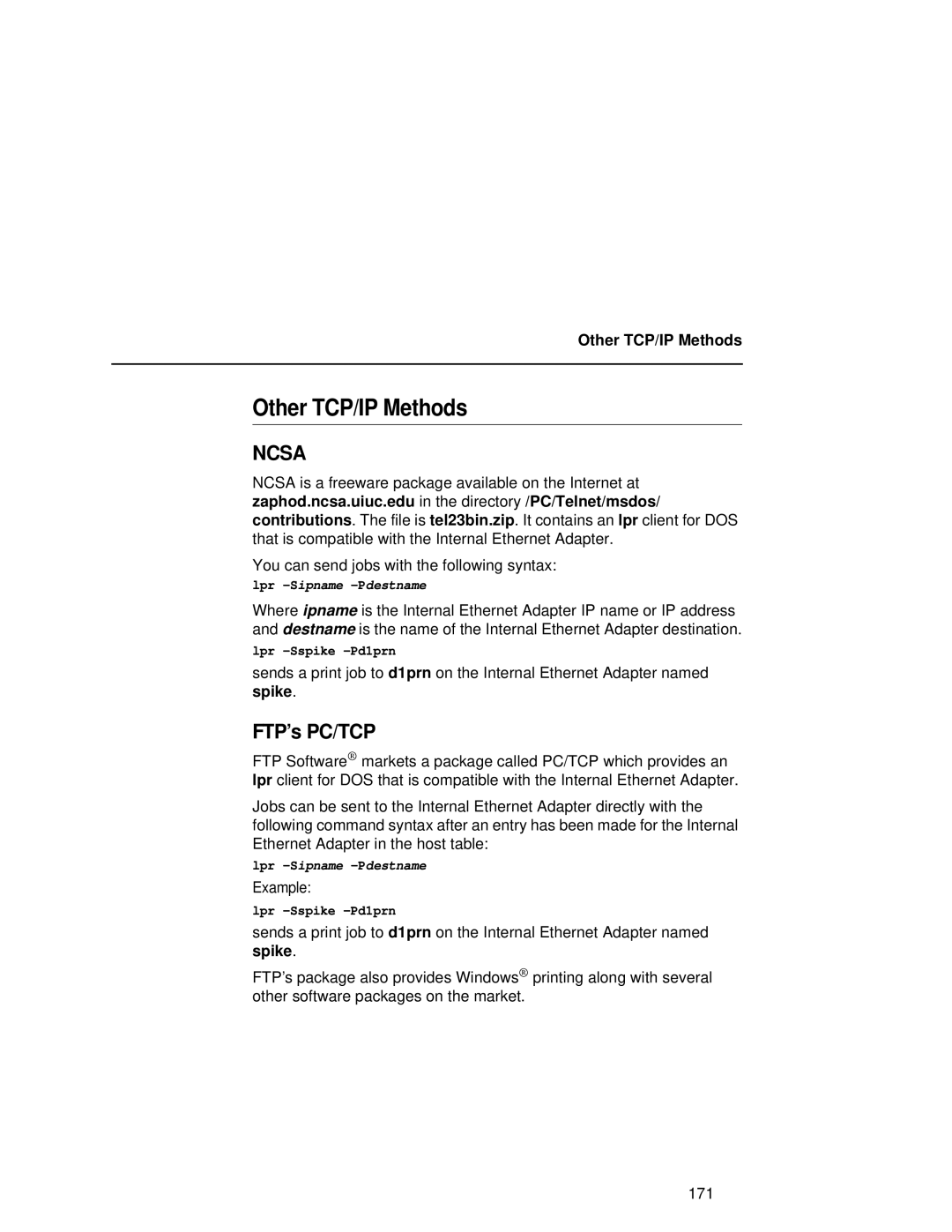 Compaq 5532, 5531, 5525B user manual Other TCP/IP Methods, FTP’s PC/TCP 