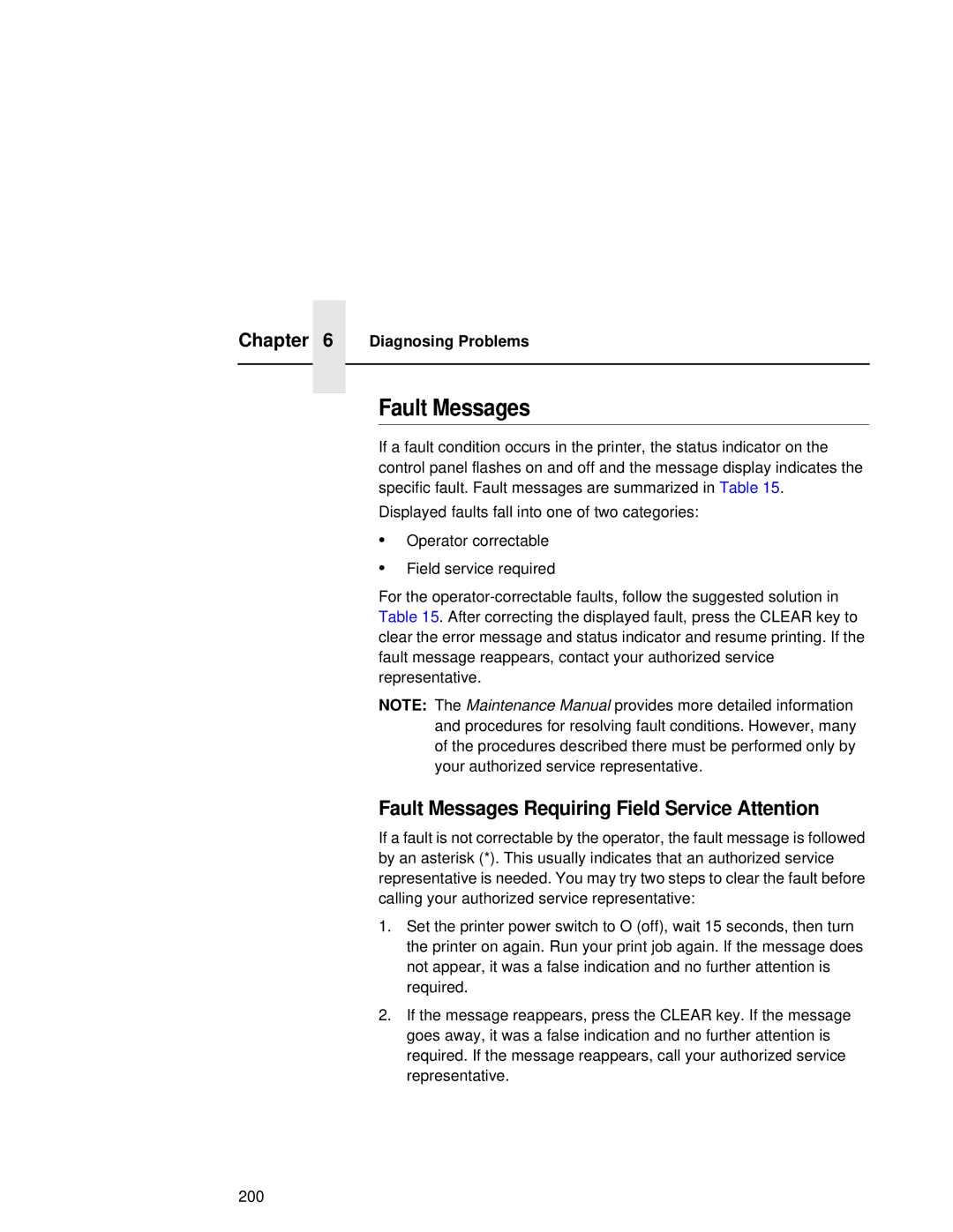 Compaq 5525B, 5532, 5531 user manual Fault Messages Requiring Field Service Attention 