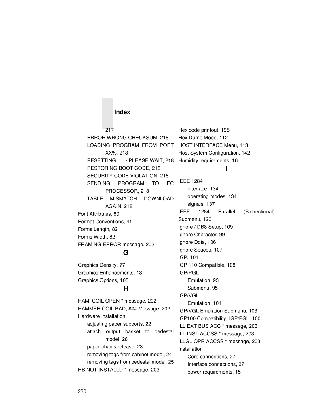 Compaq 5525B, 5532, 5531 user manual Error Wrong CHECKSUM, 218 Loading Program from Port, Igp/Pgl, Igp/Vgl 