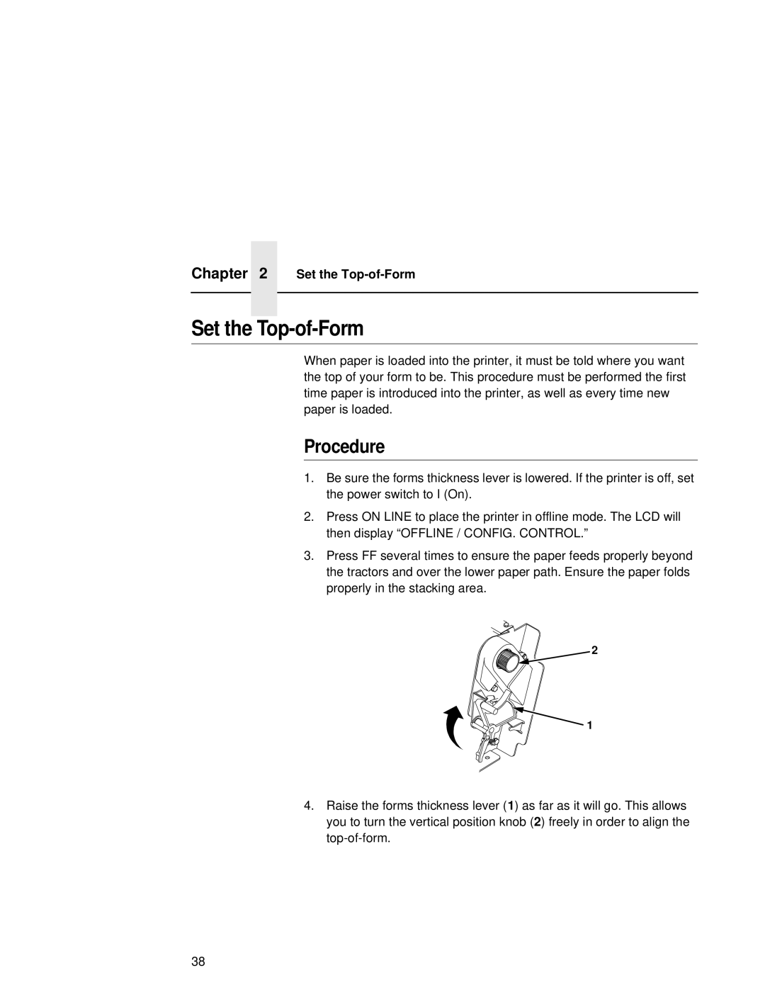 Compaq 5525B, 5532, 5531 user manual Set the Top-of-Form, Procedure 