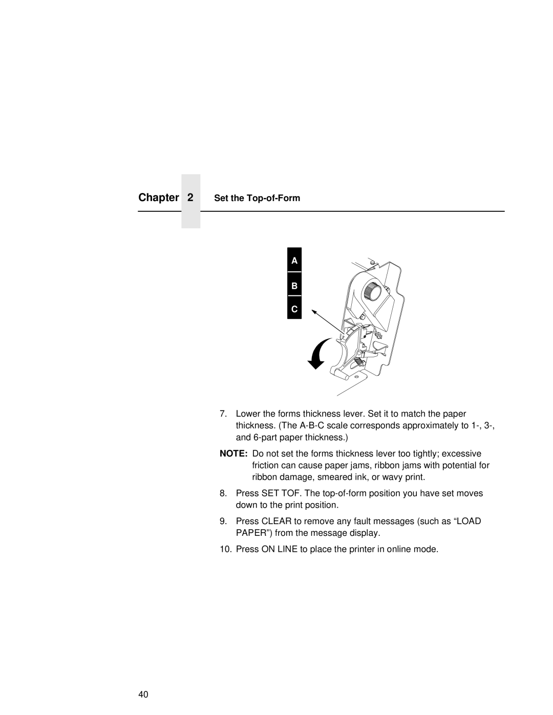 Compaq 5531, 5532, 5525B user manual Set the Top-of-Form 