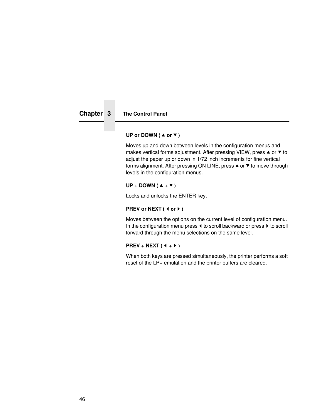 Compaq 5531, 5532, 5525B user manual Control Panel UP or Down = or, UP + Down = +, Prev or Next or, Prev + Next + 