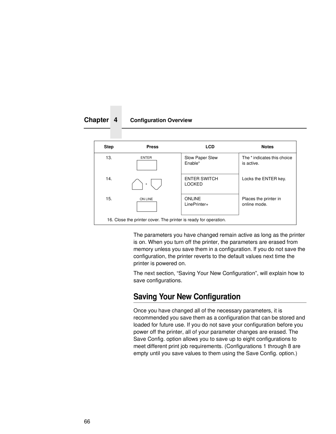 Compaq 5532, 5531, 5525B user manual Saving Your New Configuration, Enter Switch Locked Online 