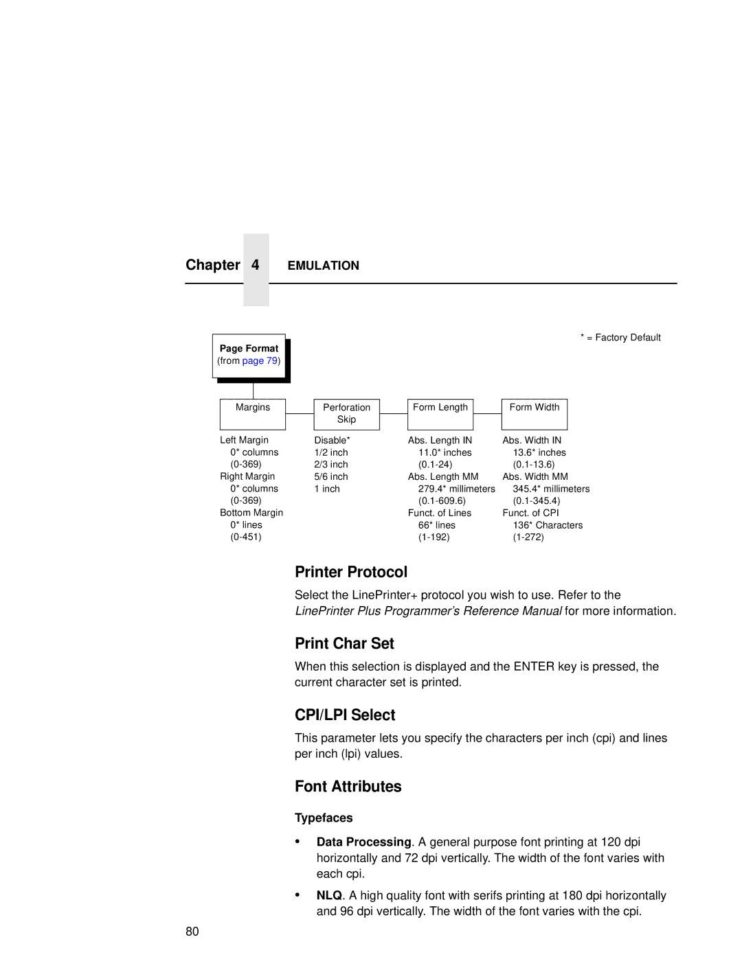 Compaq 5525B, 5532, 5531 user manual Printer Protocol, Print Char Set, CPI/LPI Select, Font Attributes, Typefaces 