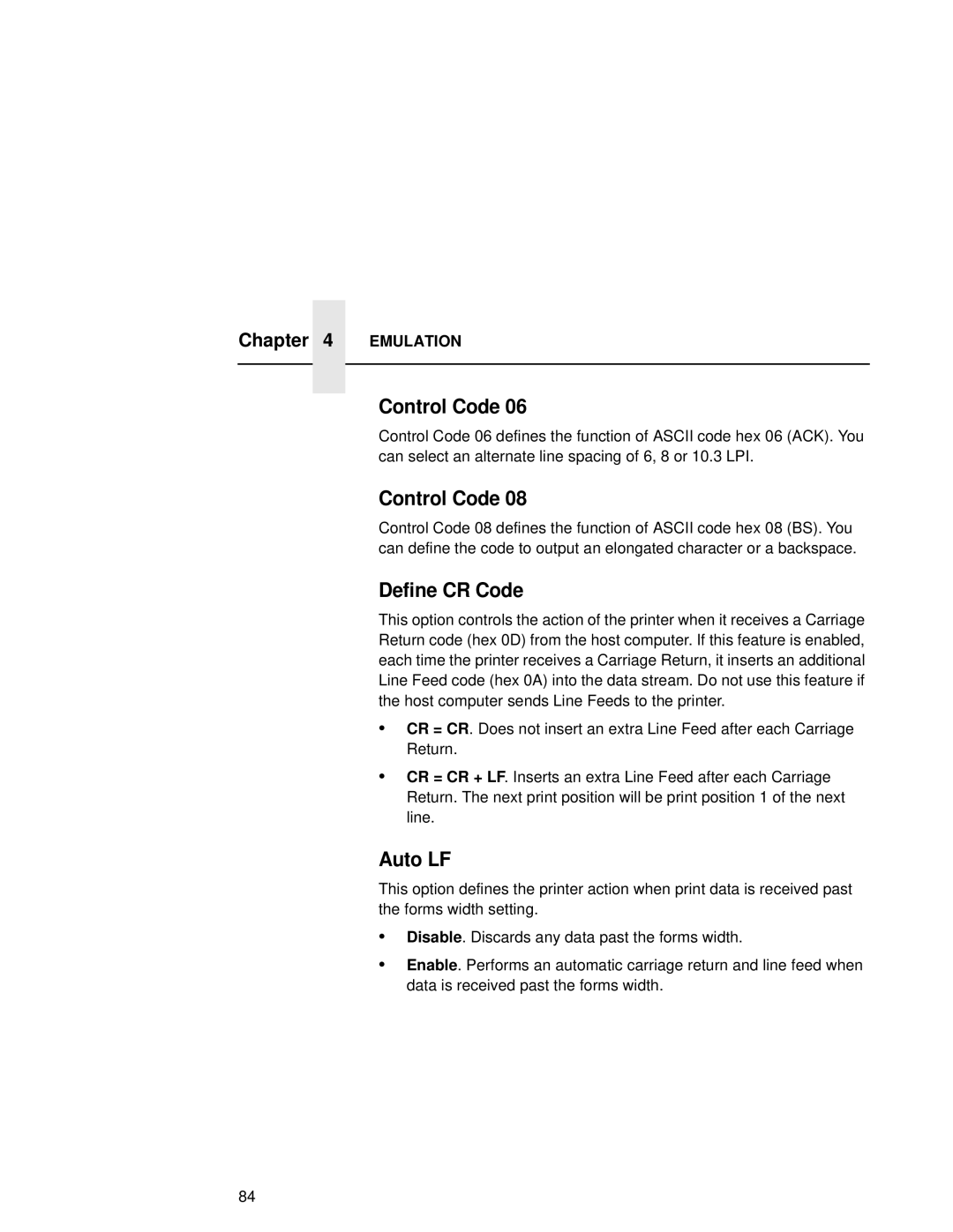 Compaq 5532, 5531, 5525B user manual Control Code, Define CR Code, Auto LF 