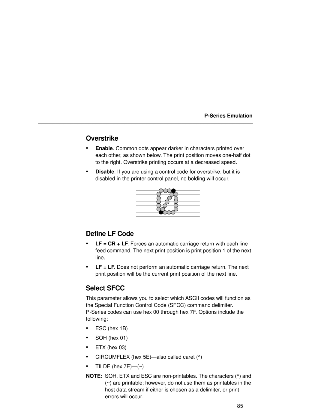 Compaq 5531, 5532, 5525B user manual Overstrike, Define LF Code, Select Sfcc 