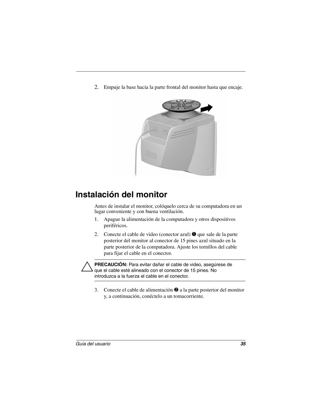 Compaq 5700 manual Instalación del monitor 