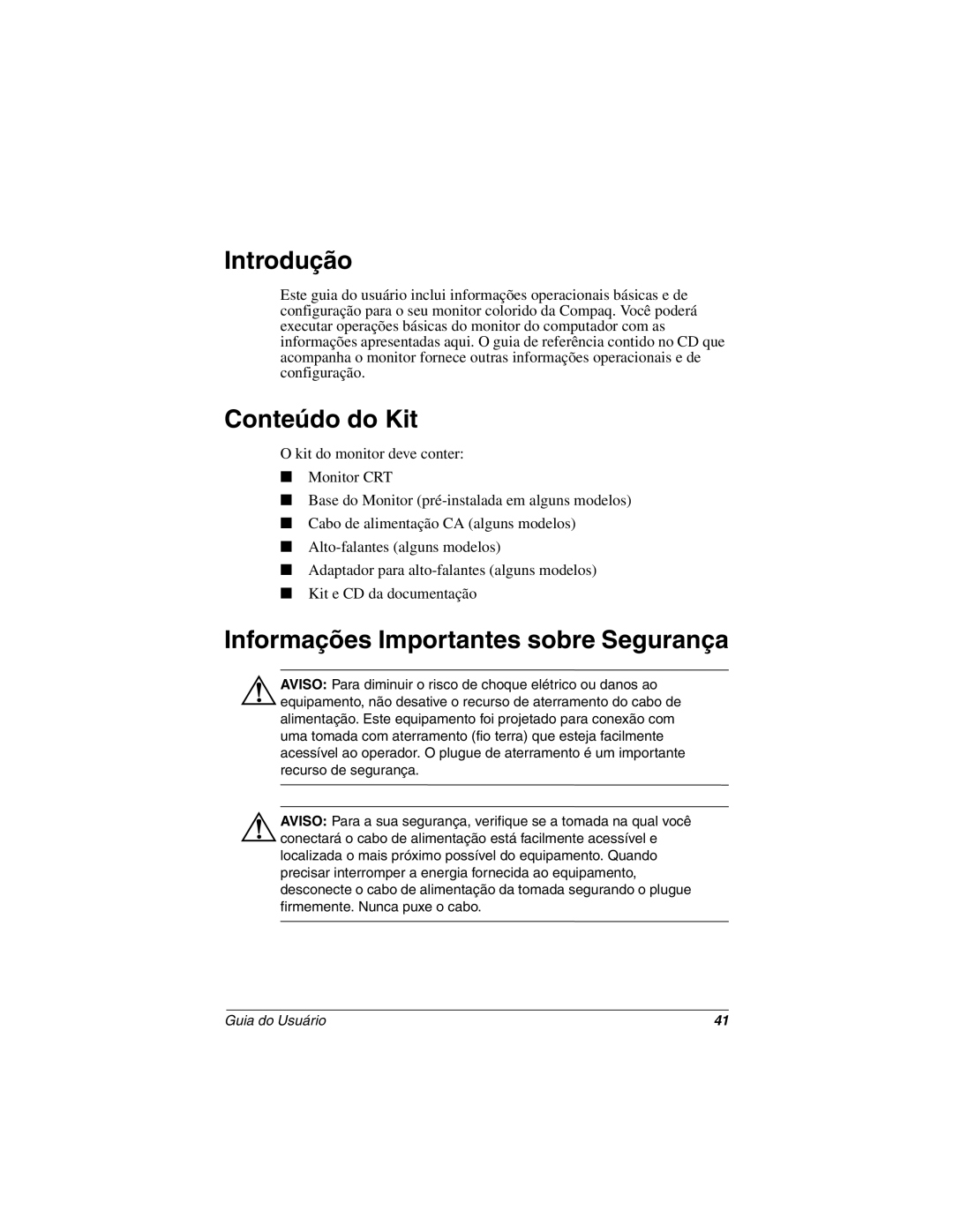 Compaq 5700 manual Introdução, Conteúdo do Kit, Informações Importantes sobre Segurança 