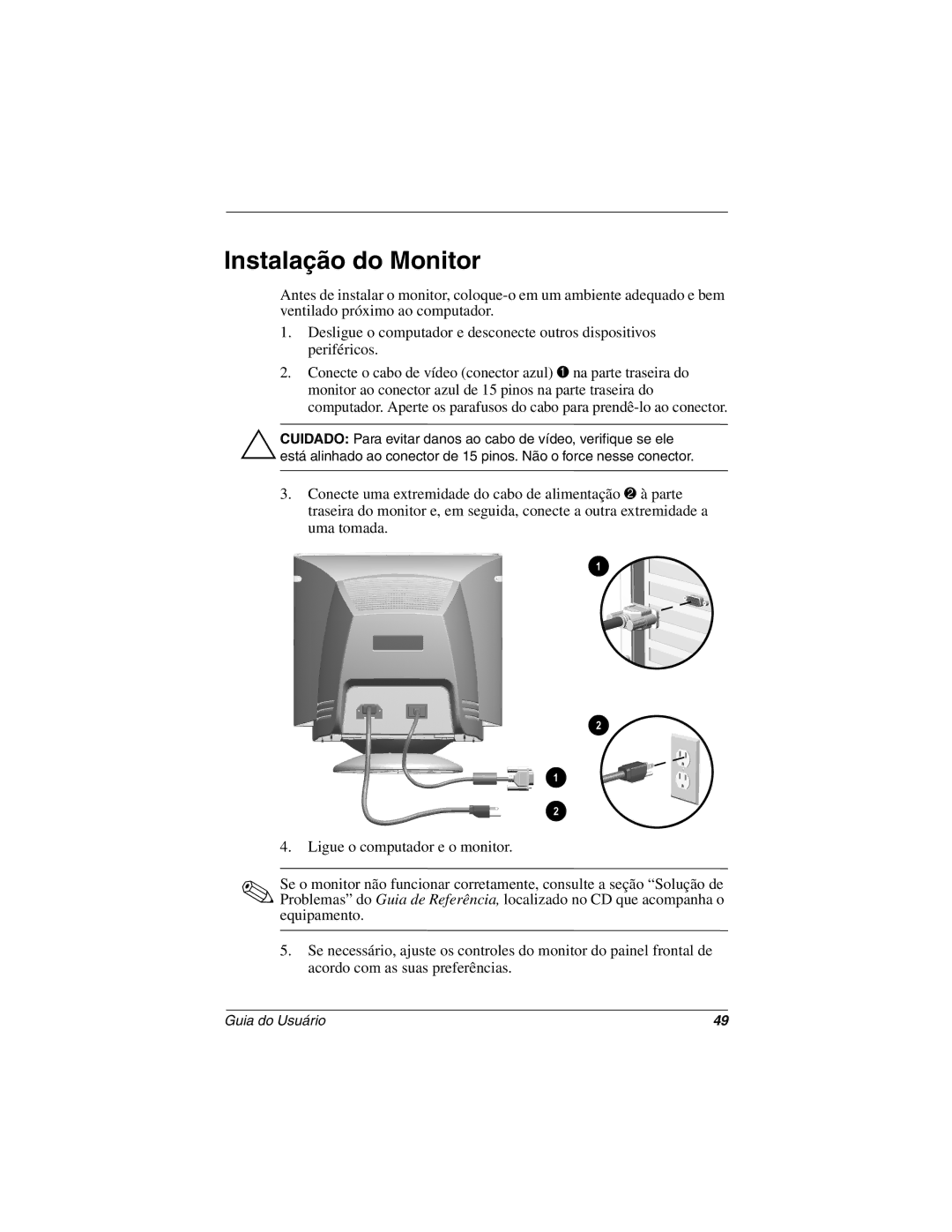 Compaq 5700 manual Instalação do Monitor 