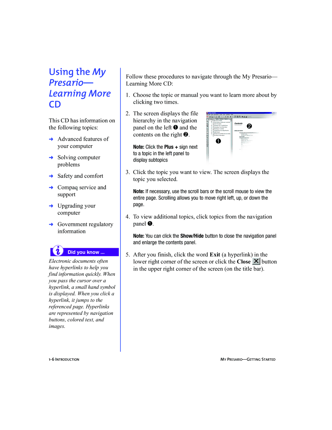 Compaq 5BW474 manual Using the My, Presario Learning More 