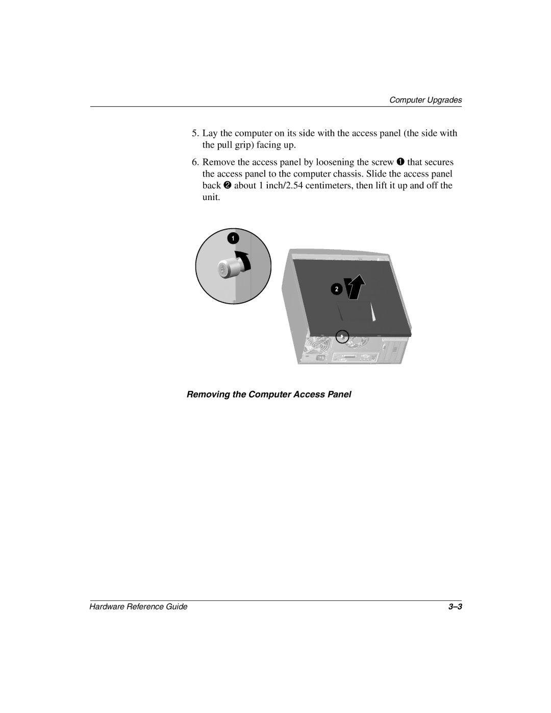 Compaq 6000 manual Removing the Computer Access Panel 