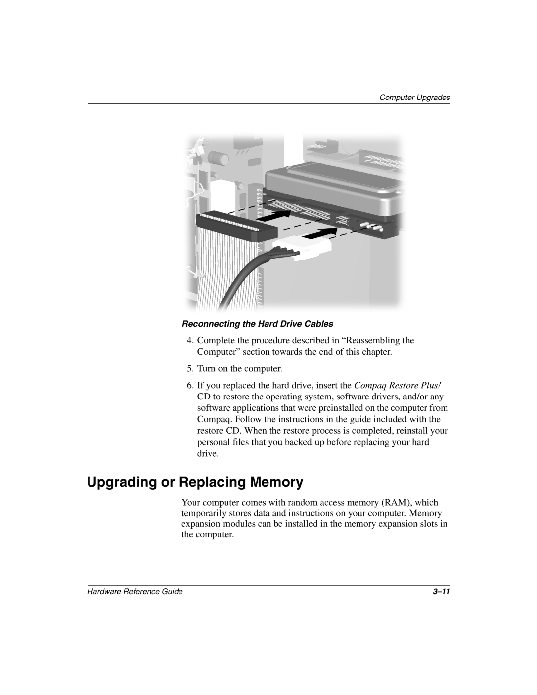 Compaq 6000 manual Upgrading or Replacing Memory 