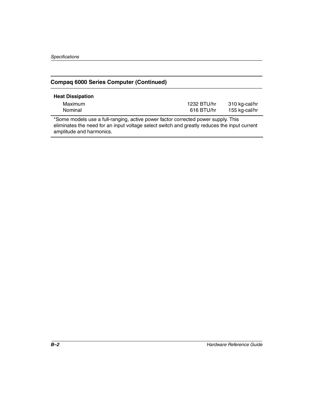 Compaq 6000 manual Heat Dissipation 