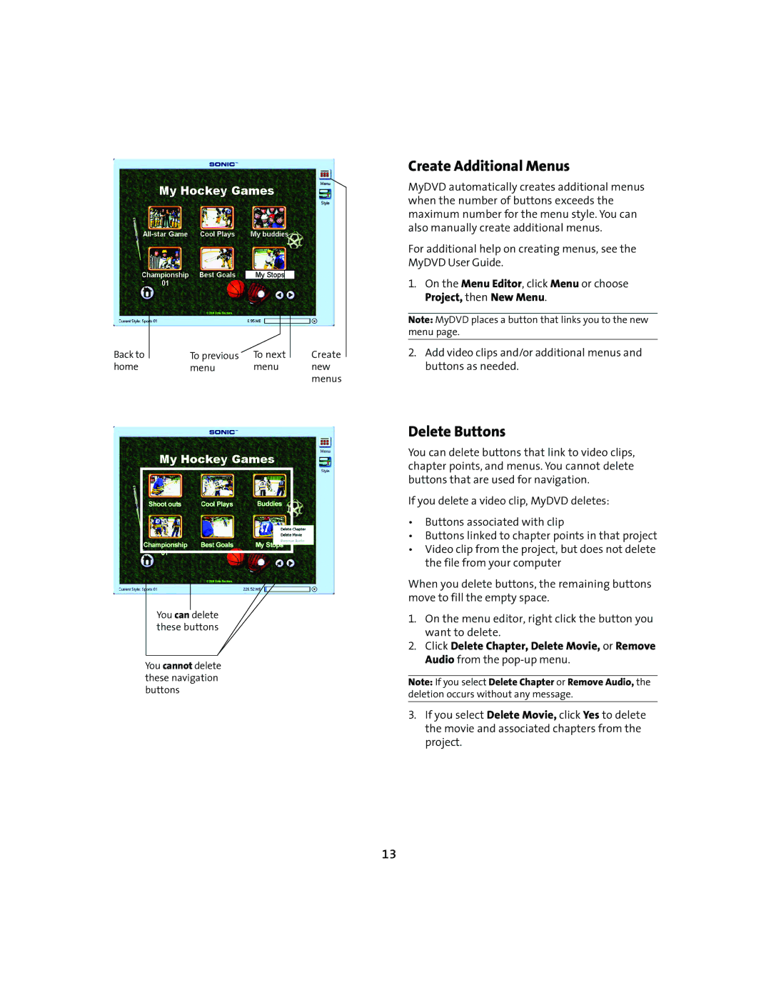 Compaq 6010AP manual Create Additional Menus, Delete Buttons 
