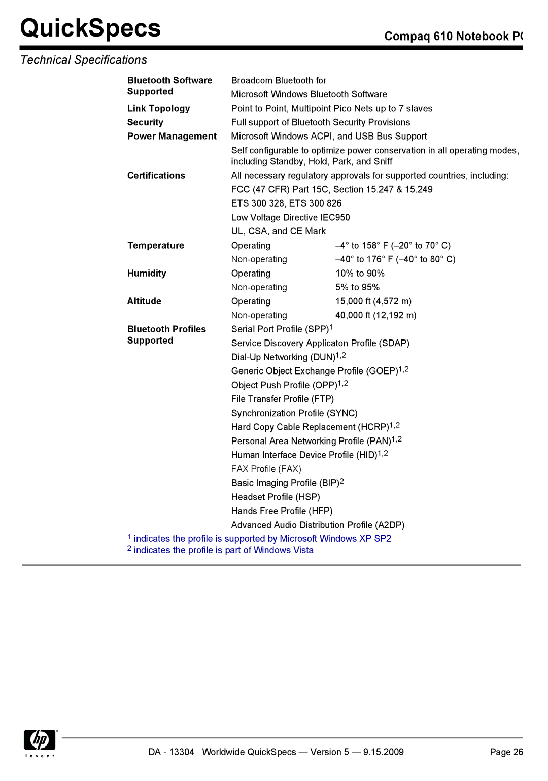 Compaq 610 manual Bluetooth Software, Supported, Link Topology, Bluetooth Profiles 