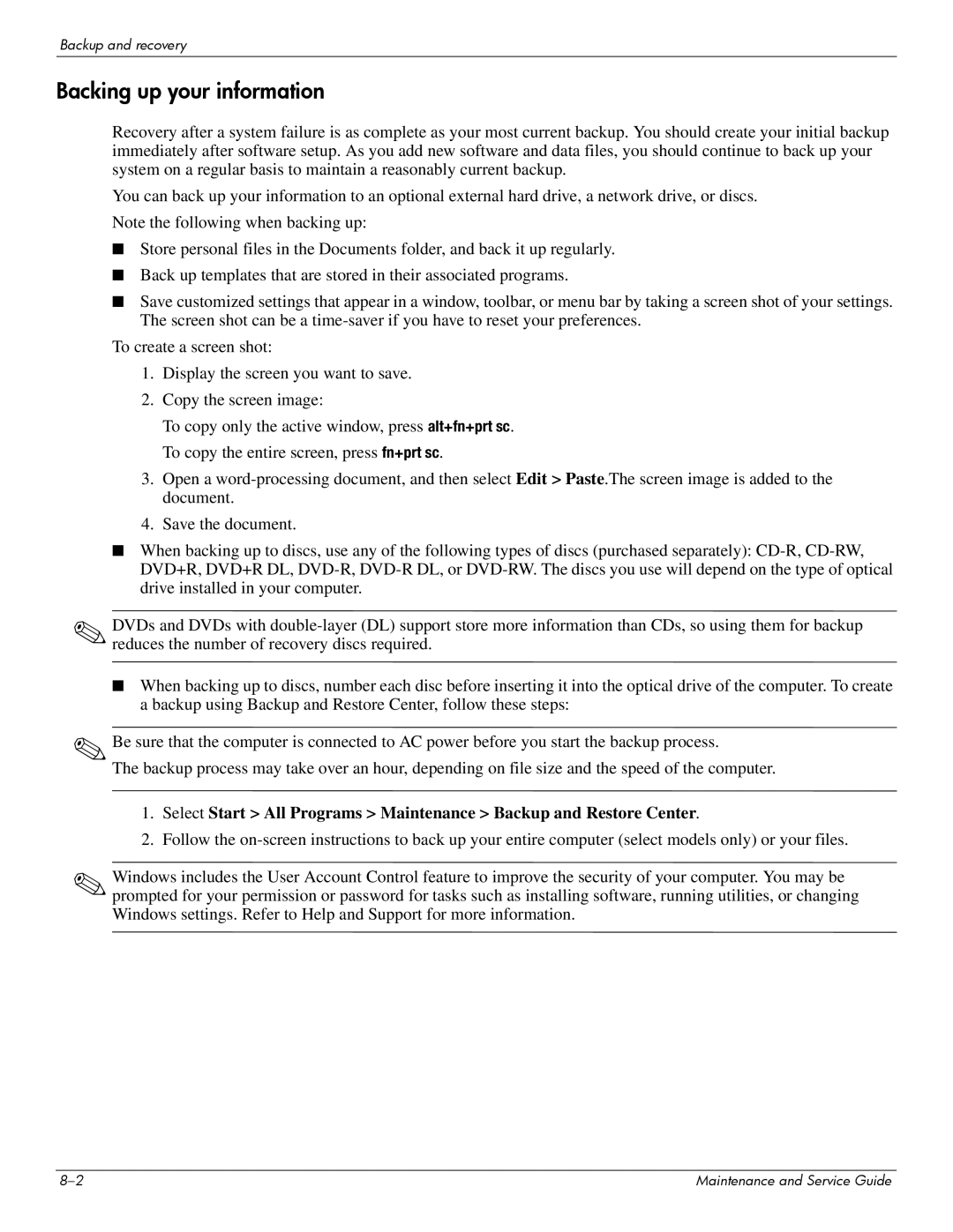 Compaq 615 manual Backing up your information 