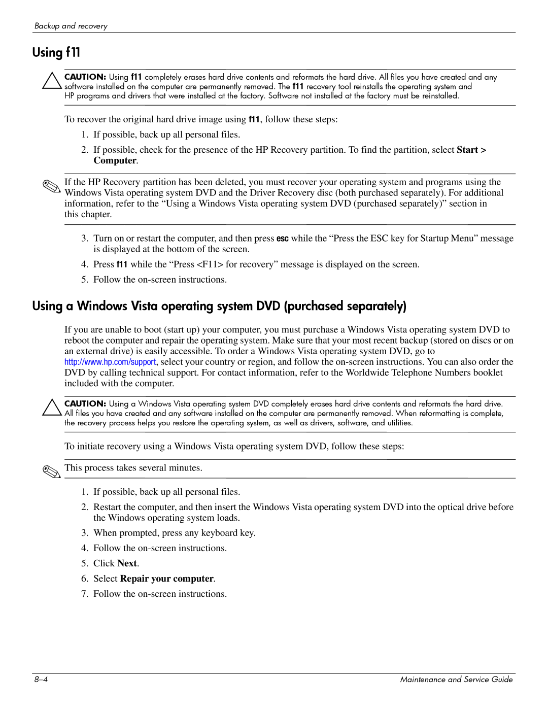 Compaq 615 manual Using f11 