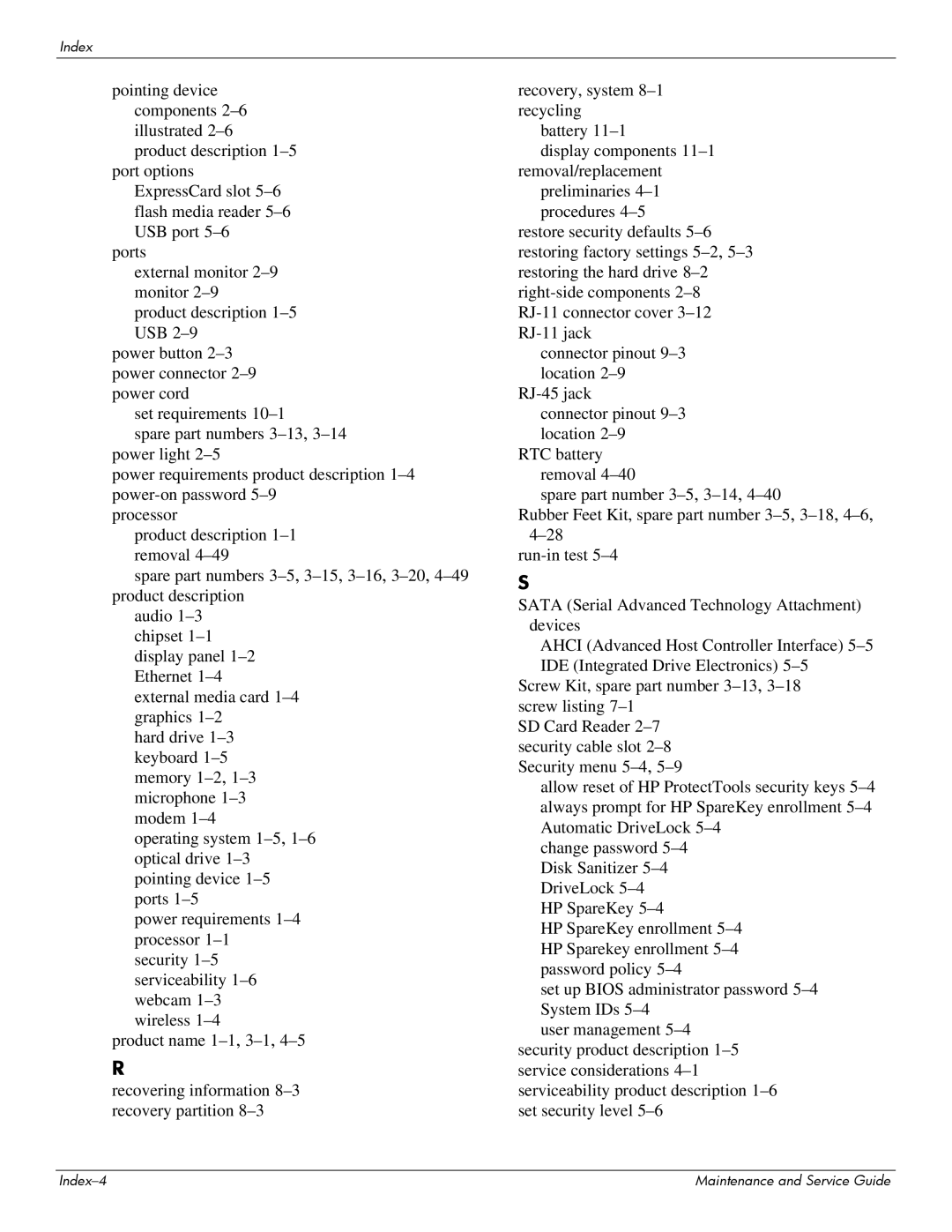 Compaq 615 manual Index-4 