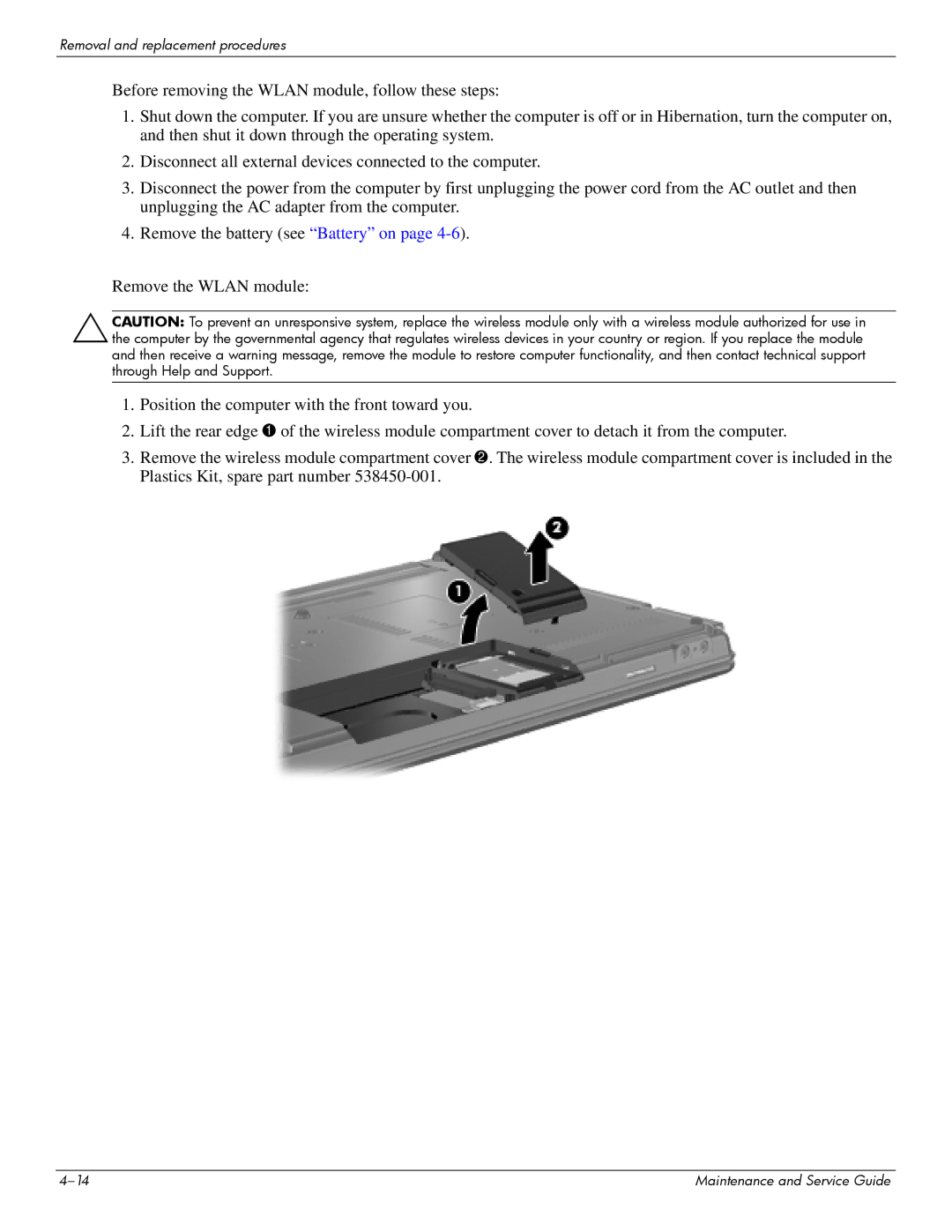 Compaq 615 manual Removal and replacement procedures 