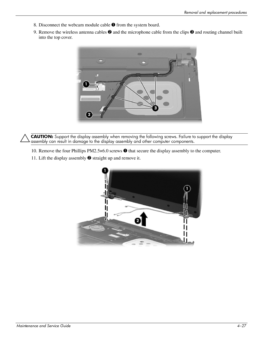 Compaq 615 manual Removal and replacement procedures 