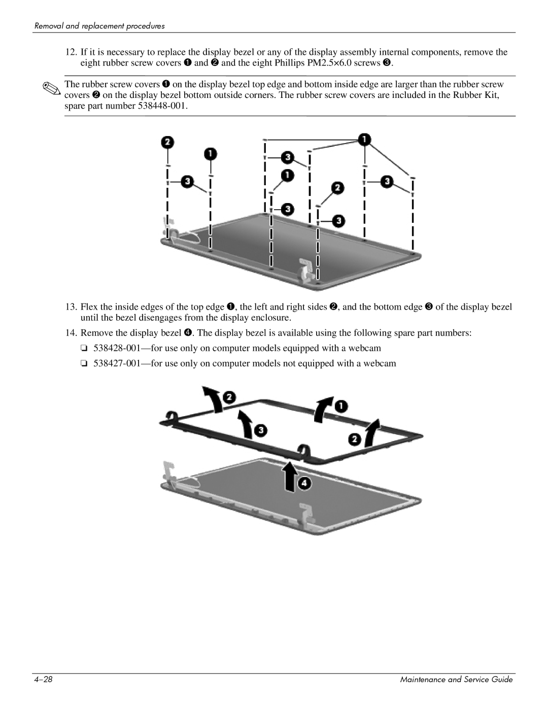 Compaq 615 manual Removal and replacement procedures 