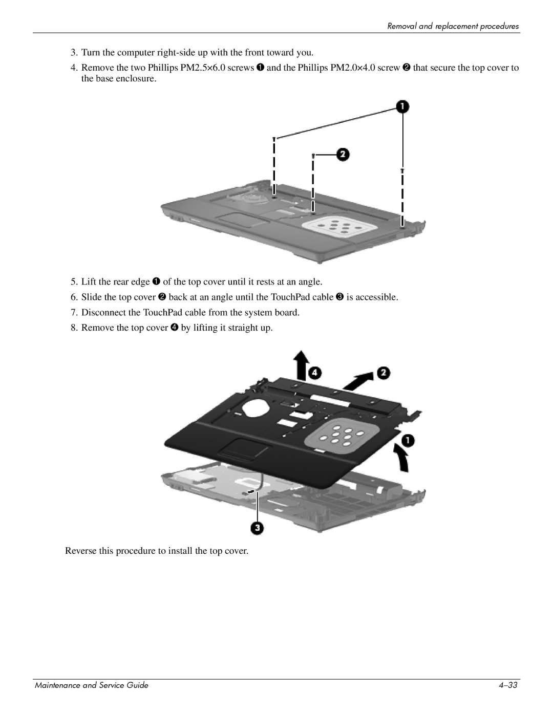 Compaq 615 manual Removal and replacement procedures 