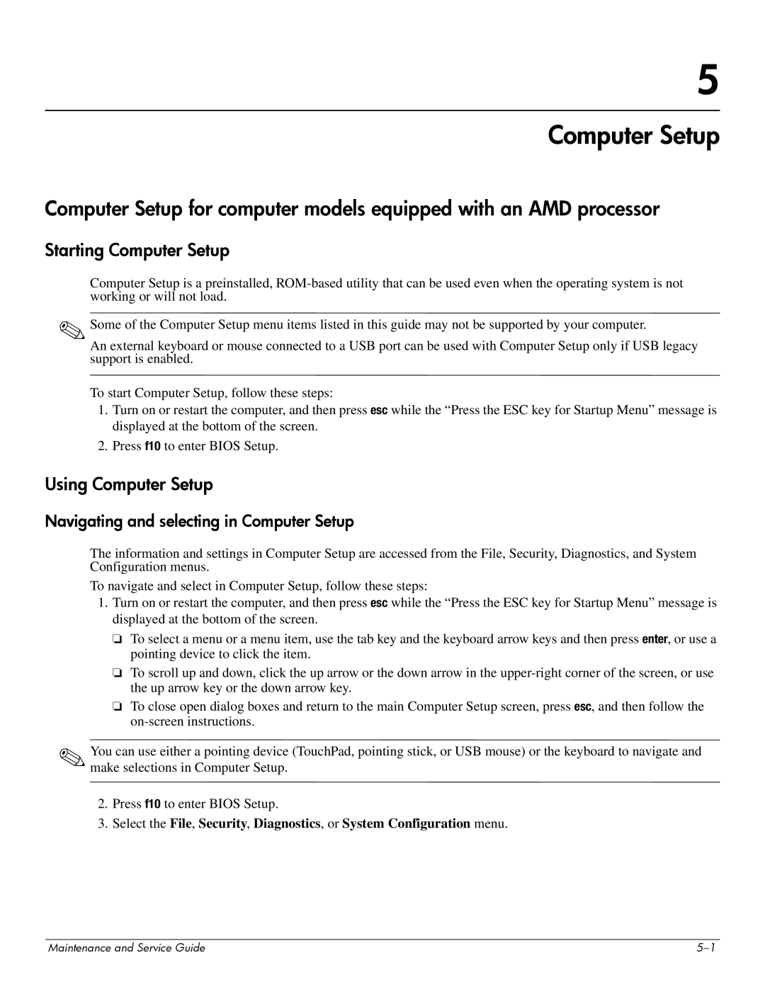 Compaq 615 manual Starting Computer Setup, Using Computer Setup 