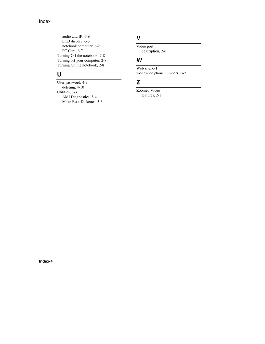 Compaq 6500 Family manual Index-4 