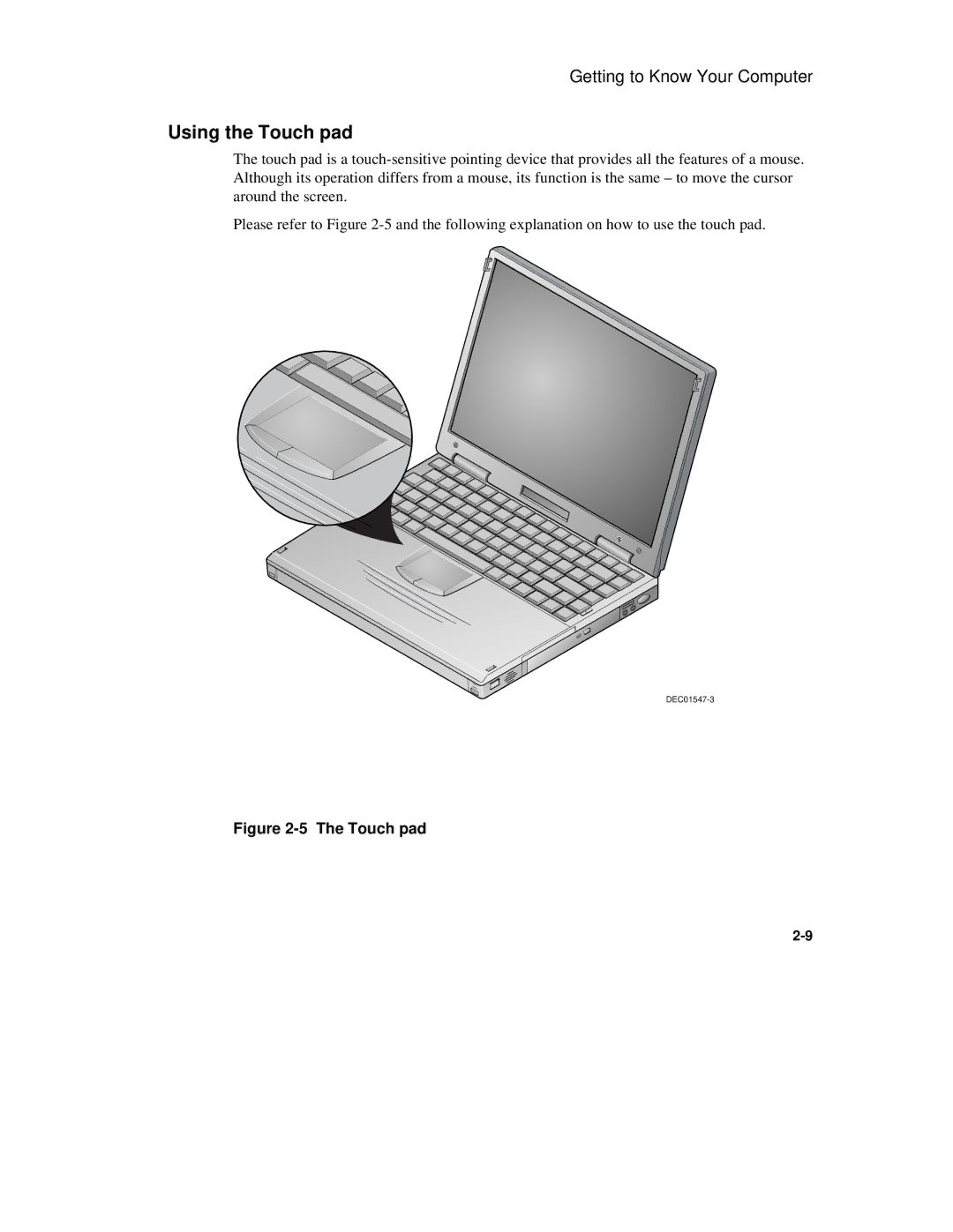 Compaq 6500 Family manual Using the Touch pad 