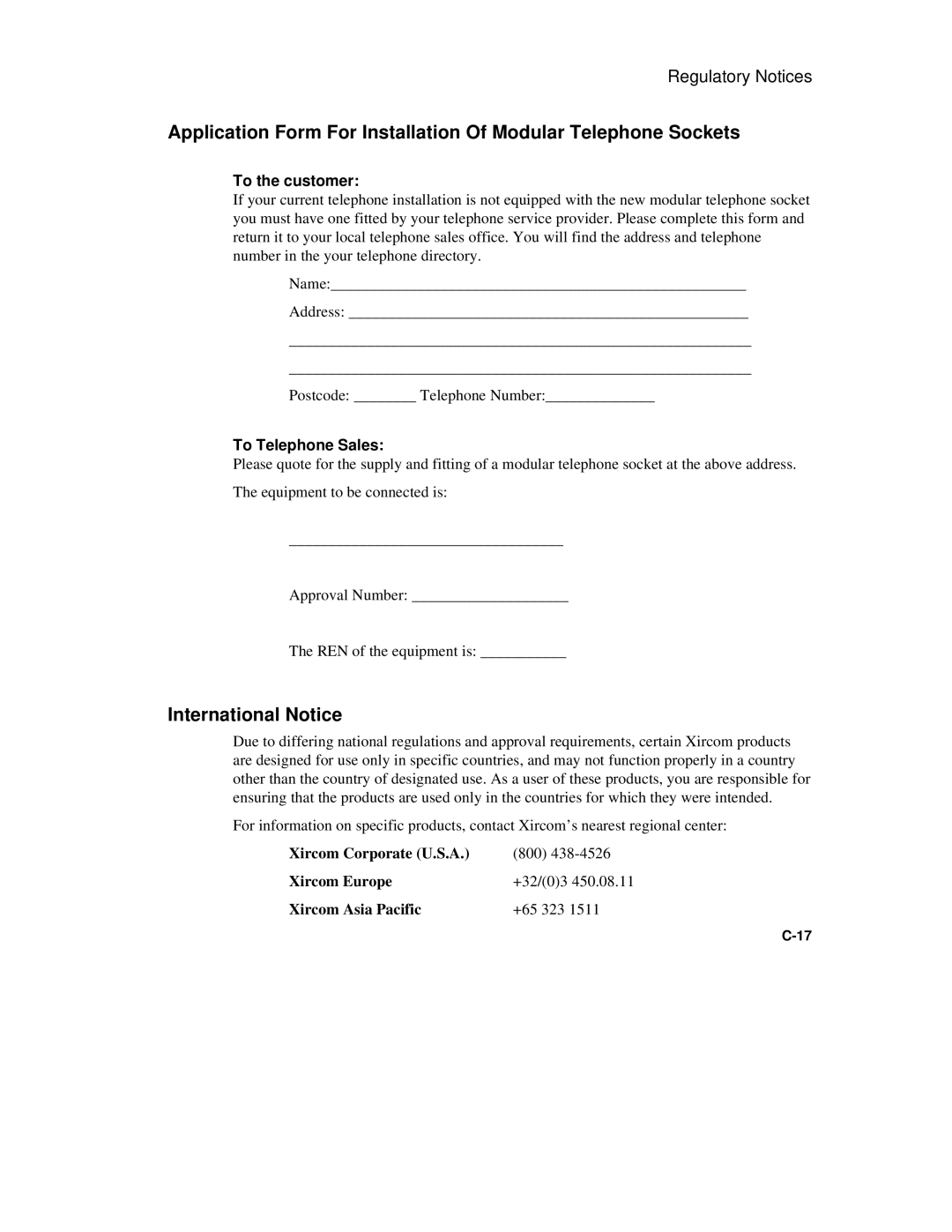 Compaq 6500 Family manual International Notice, To the customer, To Telephone Sales 