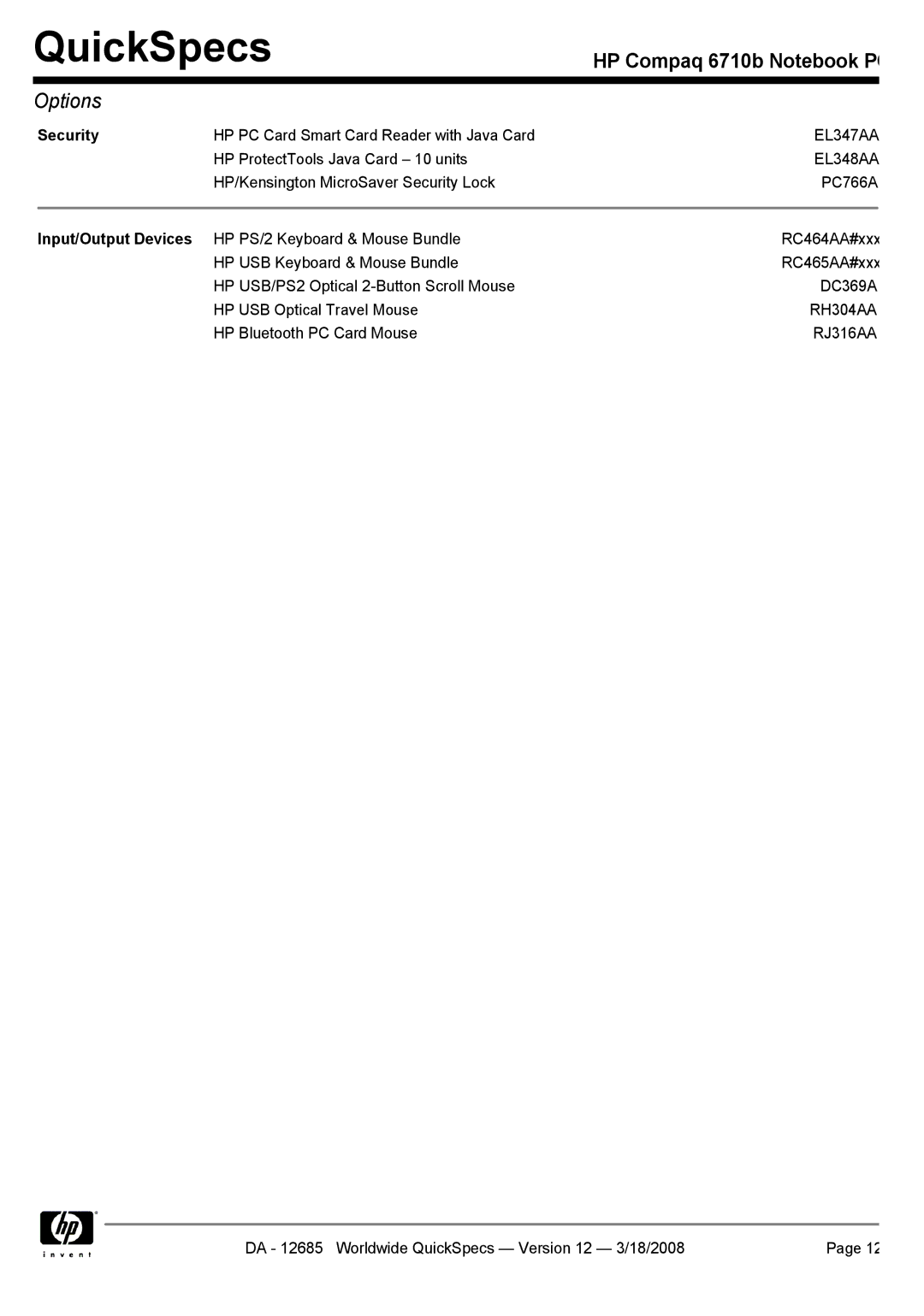 Compaq 6710b manual Security, EL348AA 