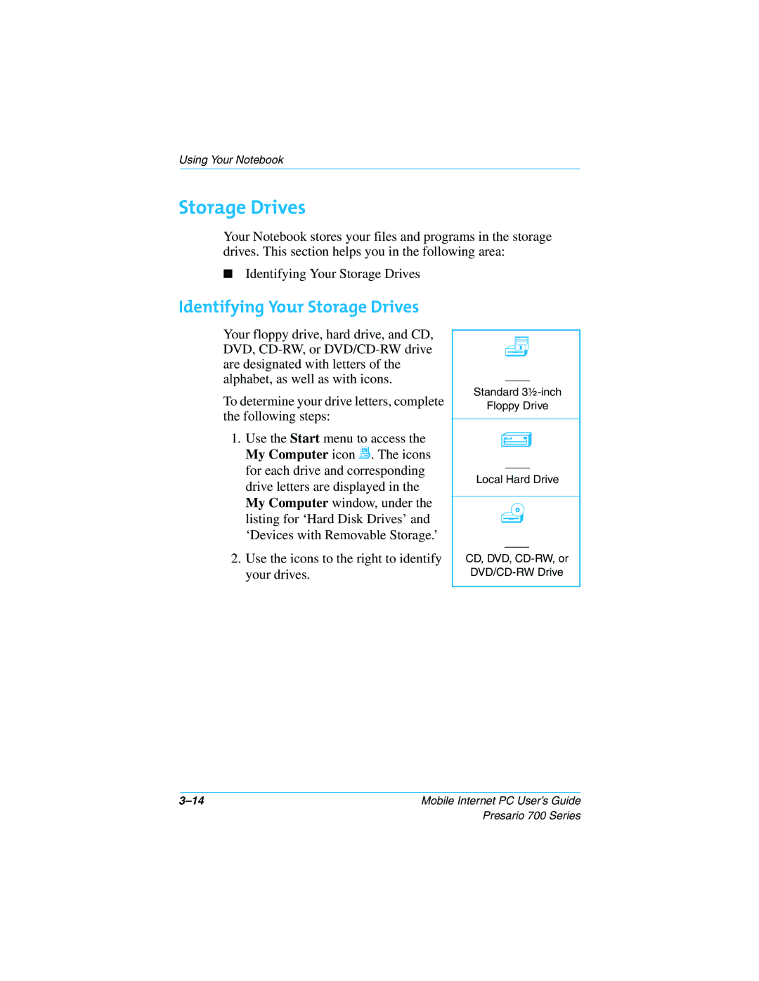 Compaq 700 Series manual Identifying Your Storage Drives 