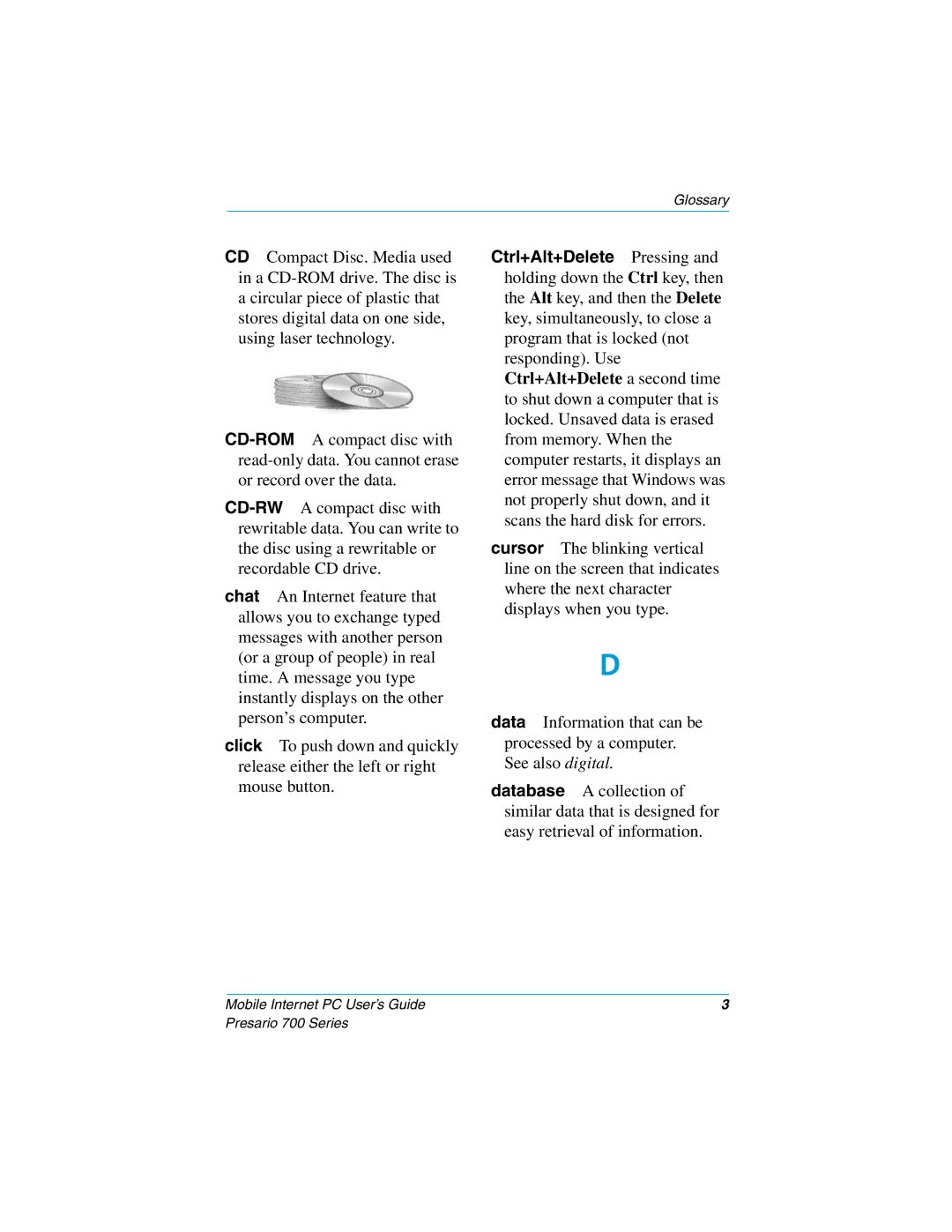 Compaq 700 manual Glossary 