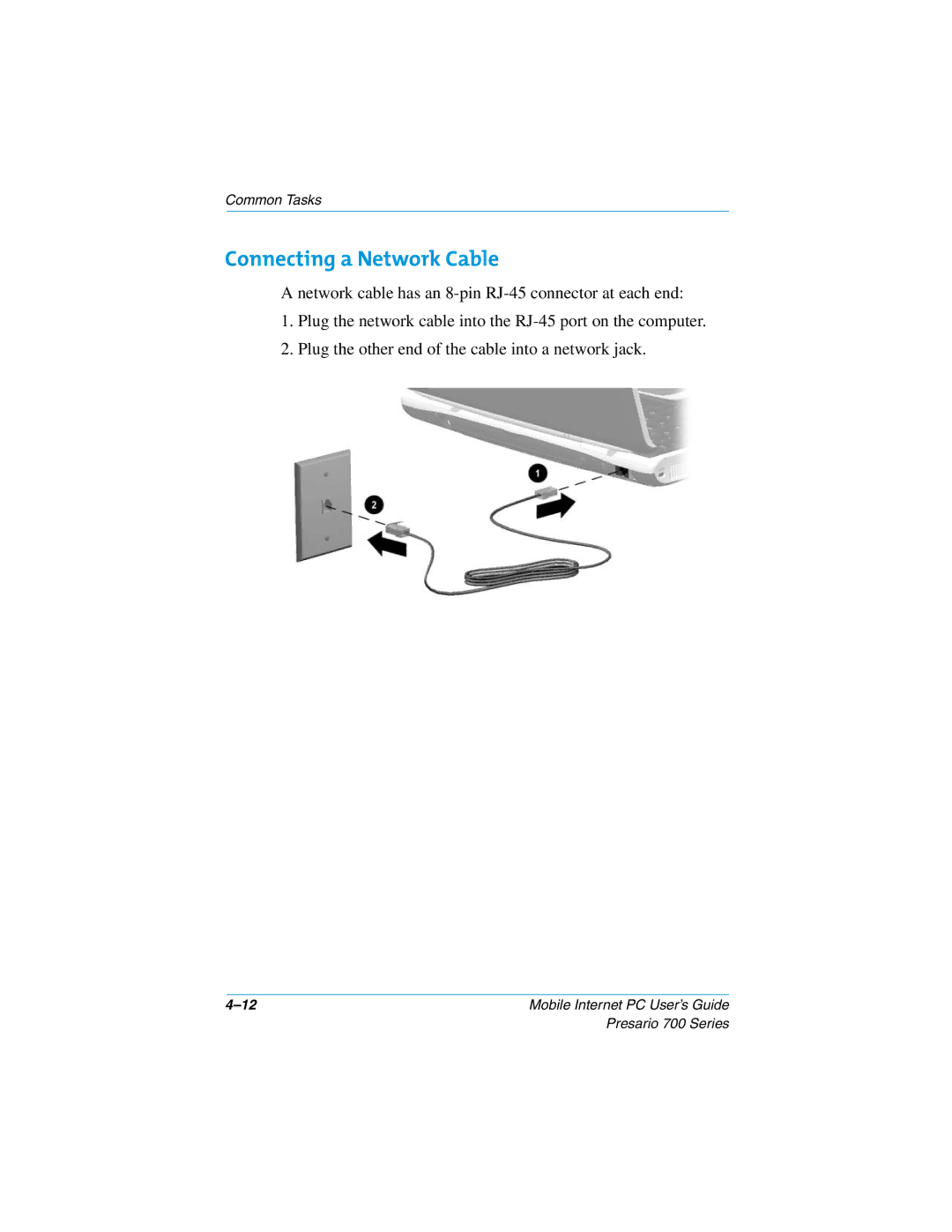 Compaq 700 manual Connecting a Network Cable 