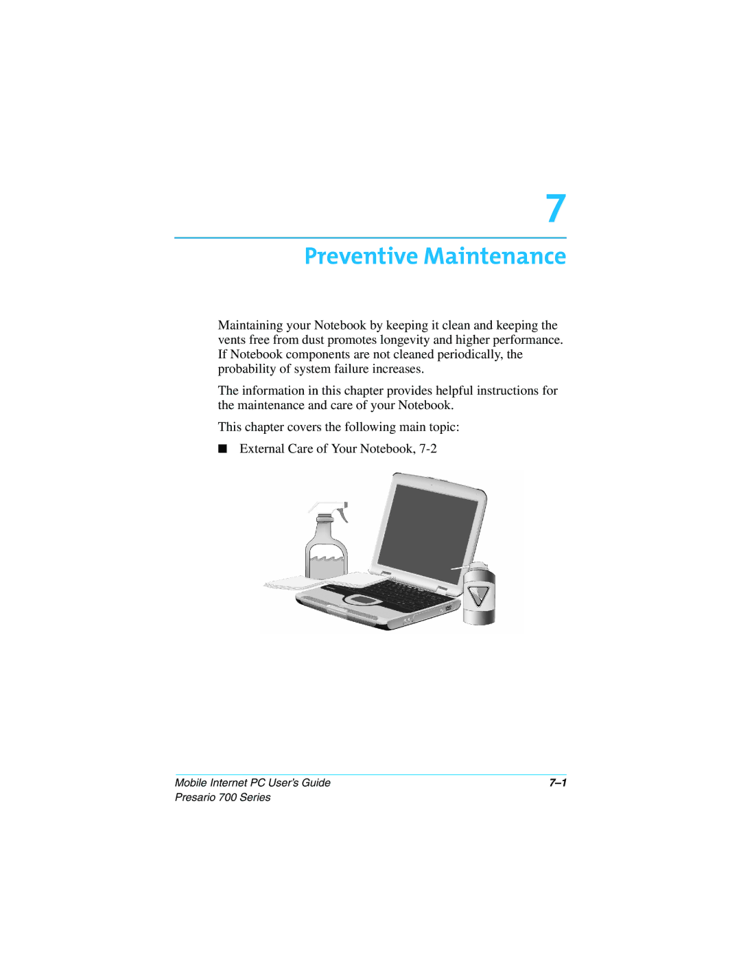 Compaq 700 manual Preventive Maintenance 