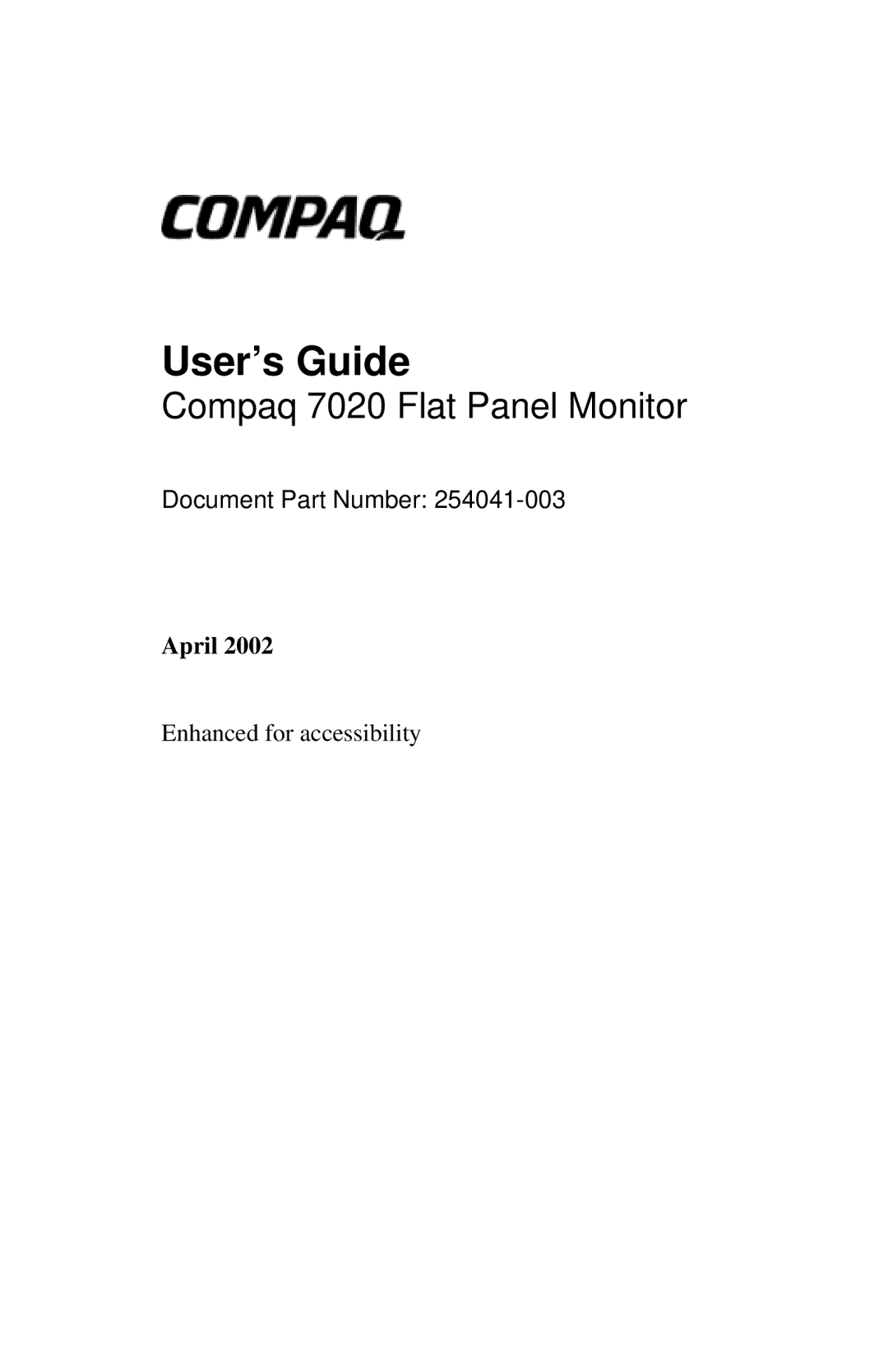 Compaq 7020 manual User’s Guide 