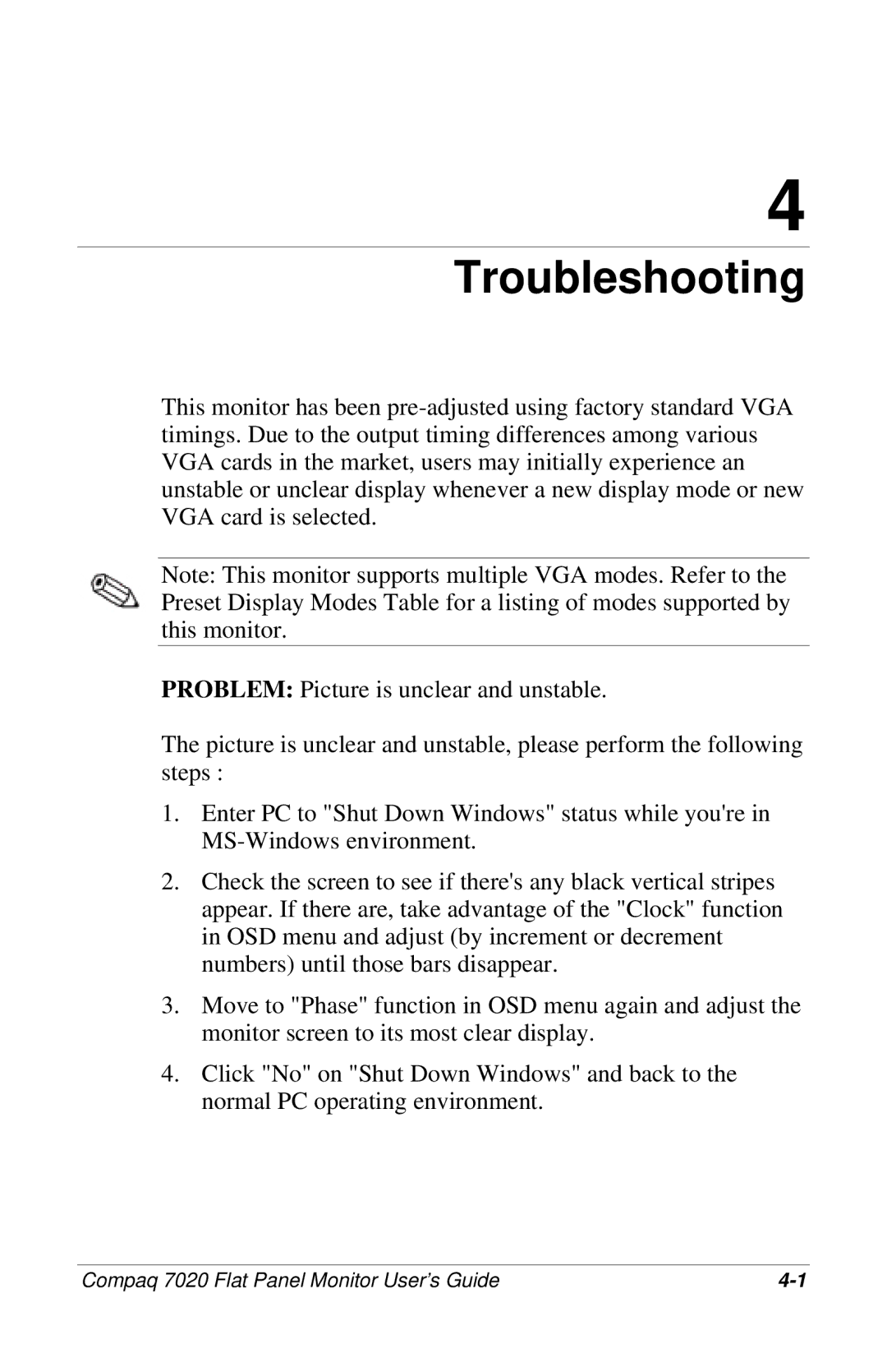 Compaq 7020 manual Troubleshooting 