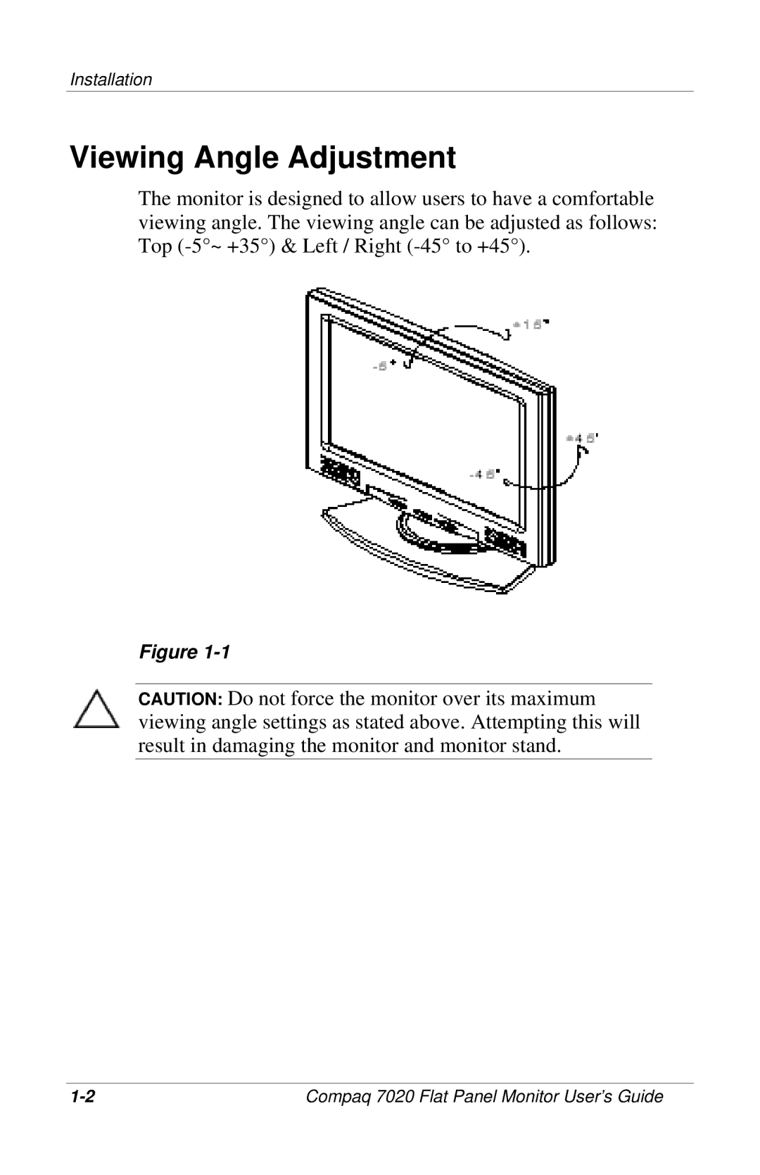 Compaq 7020 manual Viewing Angle Adjustment 