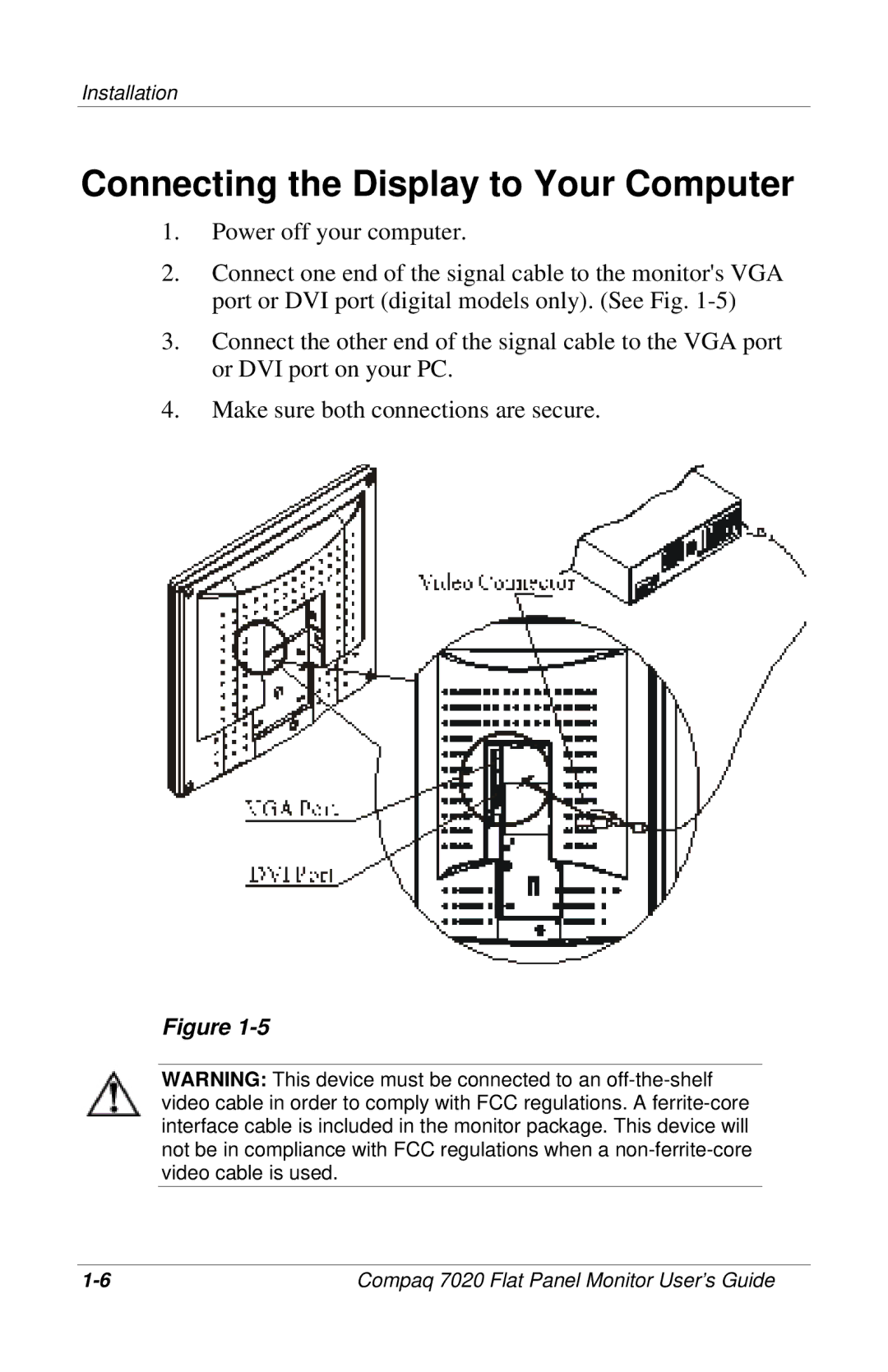 Compaq 7020 manual Connecting the Display to Your Computer 