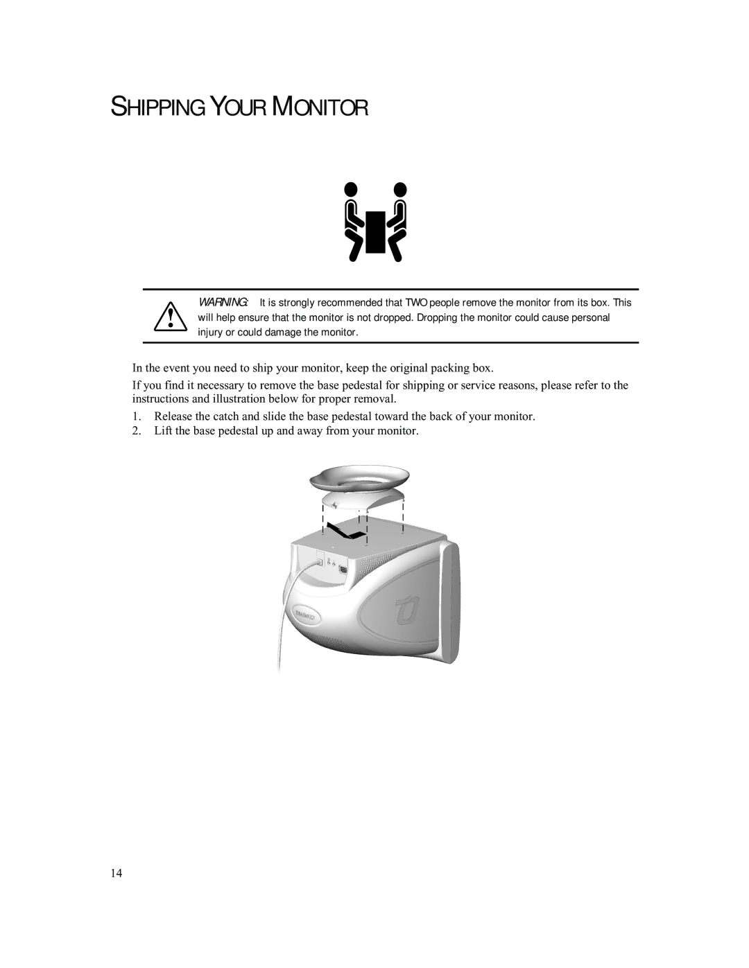 Compaq 740 manual Shipping Your Monitor 