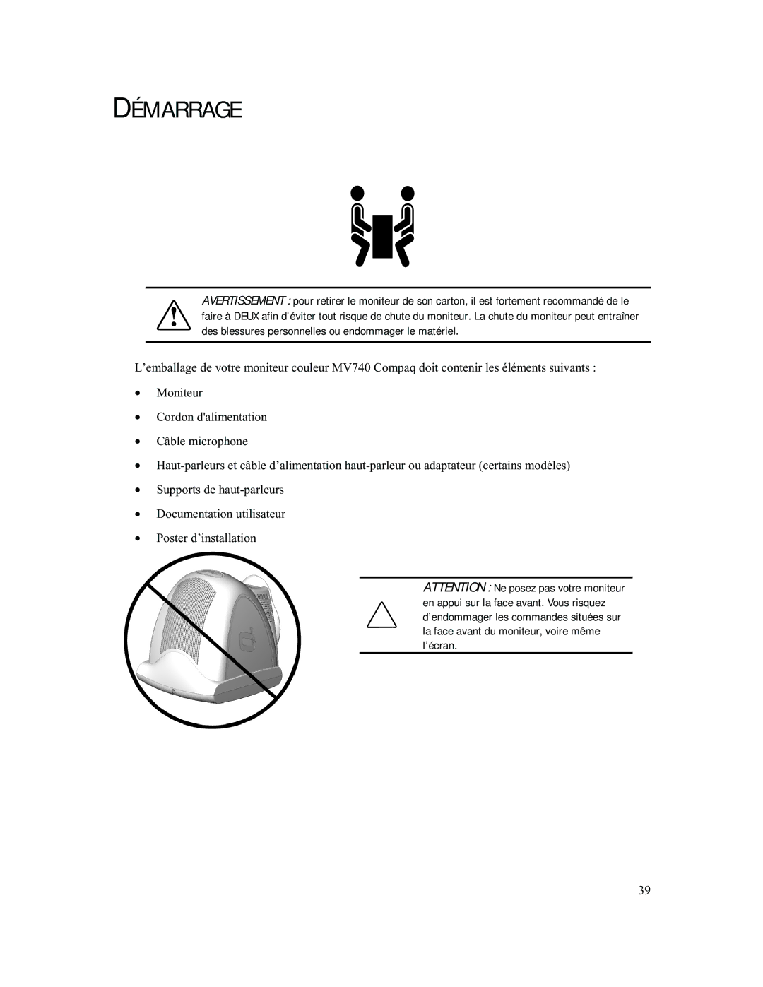 Compaq 740 manual Démarrage 