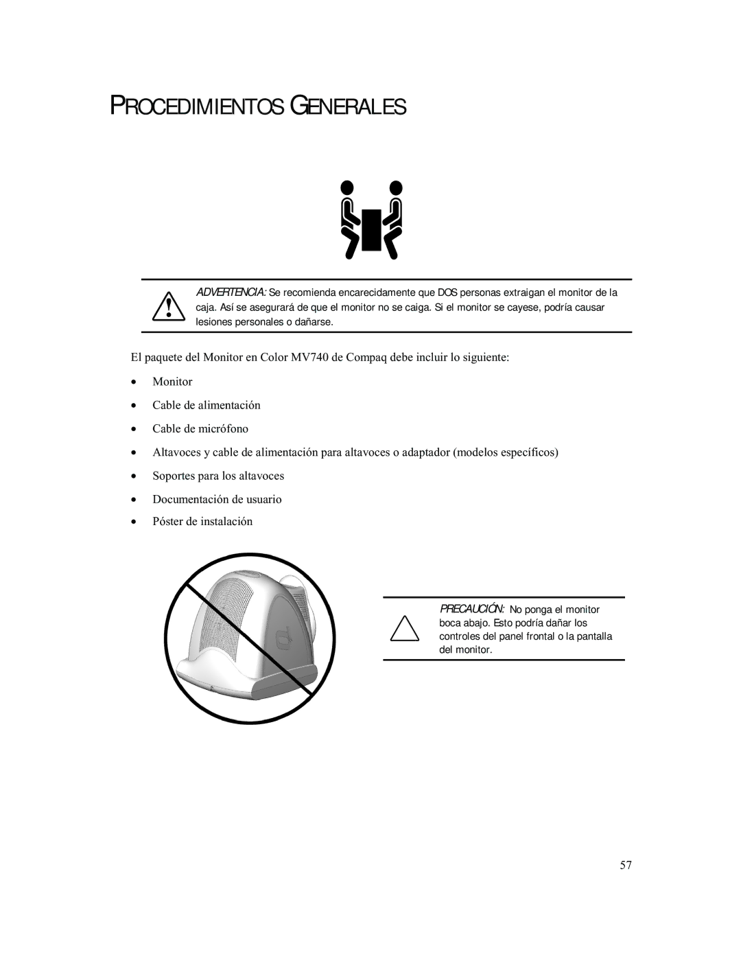 Compaq 740 manual Procedimientos Generales 