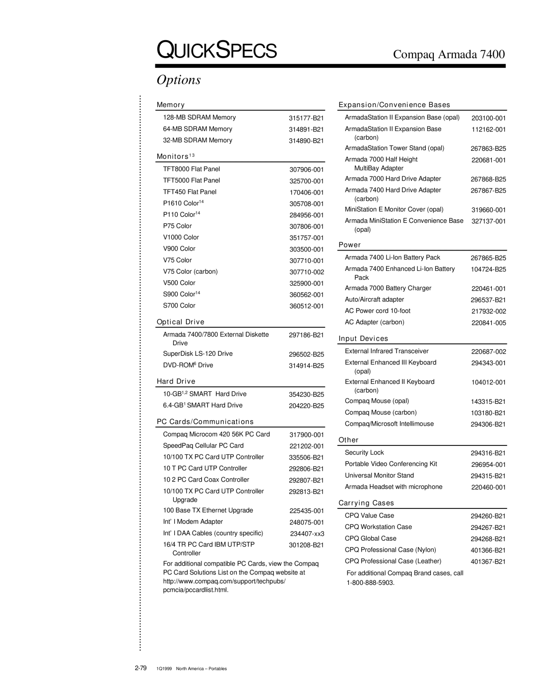 Compaq 7400 warranty Options 