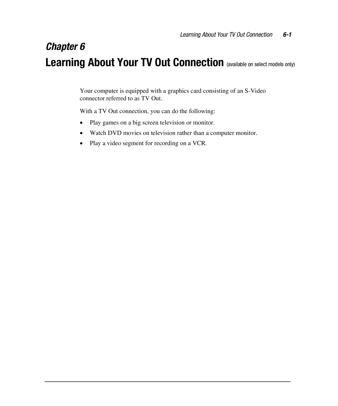 Compaq 7800 manual Learning About Your TV Out Connection 