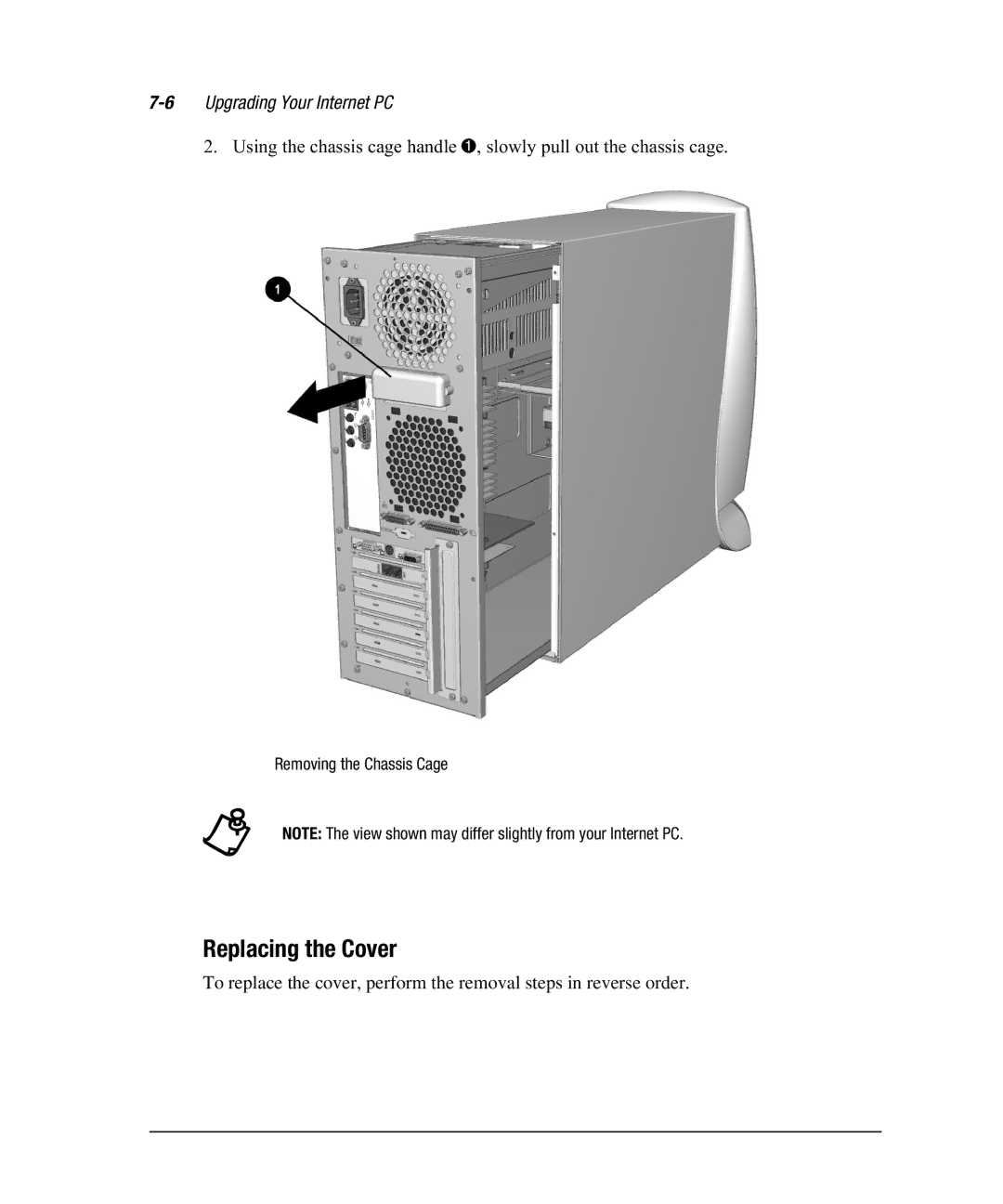 Compaq 7800 manual Replacing the Cover, 6Upgrading Your Internet PC 