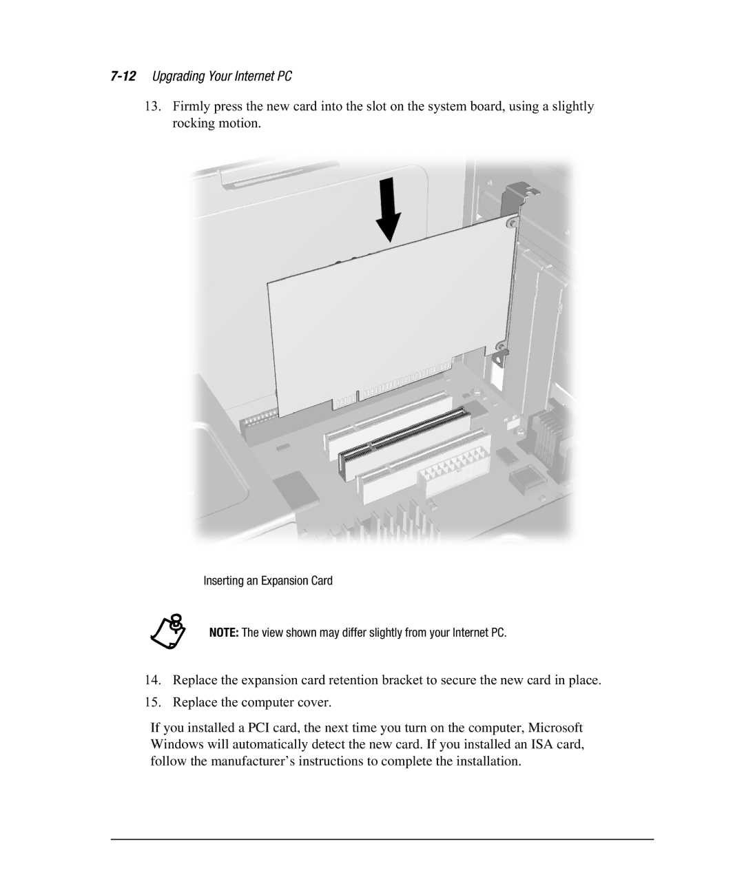 Compaq 7800 manual 12Upgrading Your Internet PC, 5HSODFHWKHFRPSXWHUFRYHU 