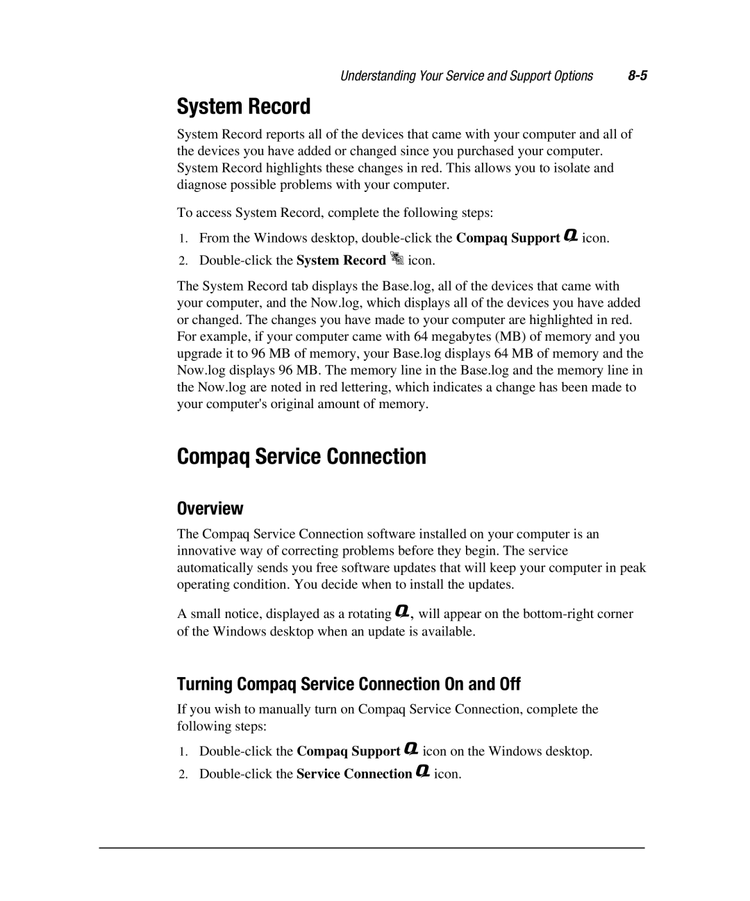 Compaq 7800 manual System Record 